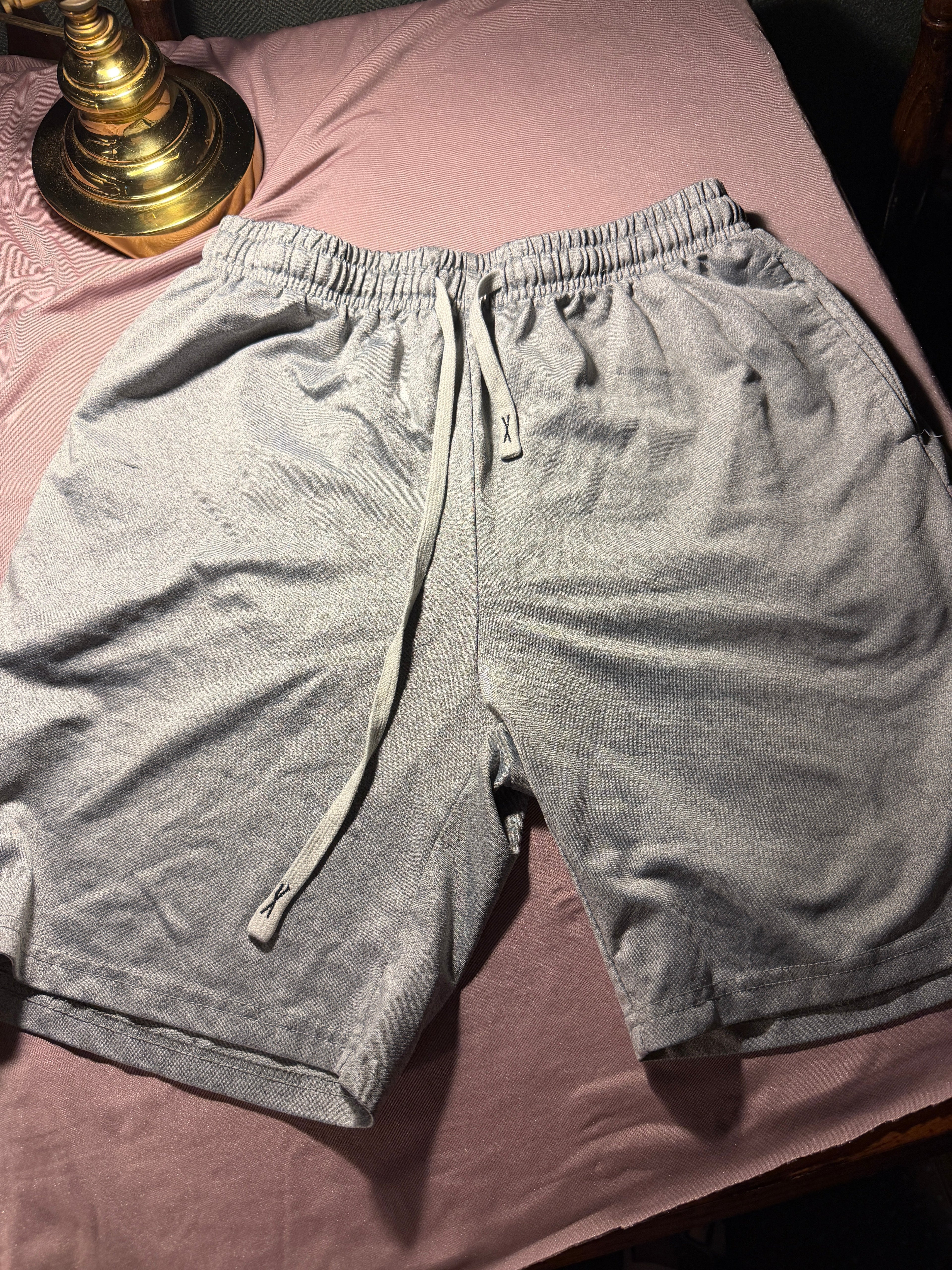 Preloved Grey Athletic Shorts – Size Medium, 100% Polyester