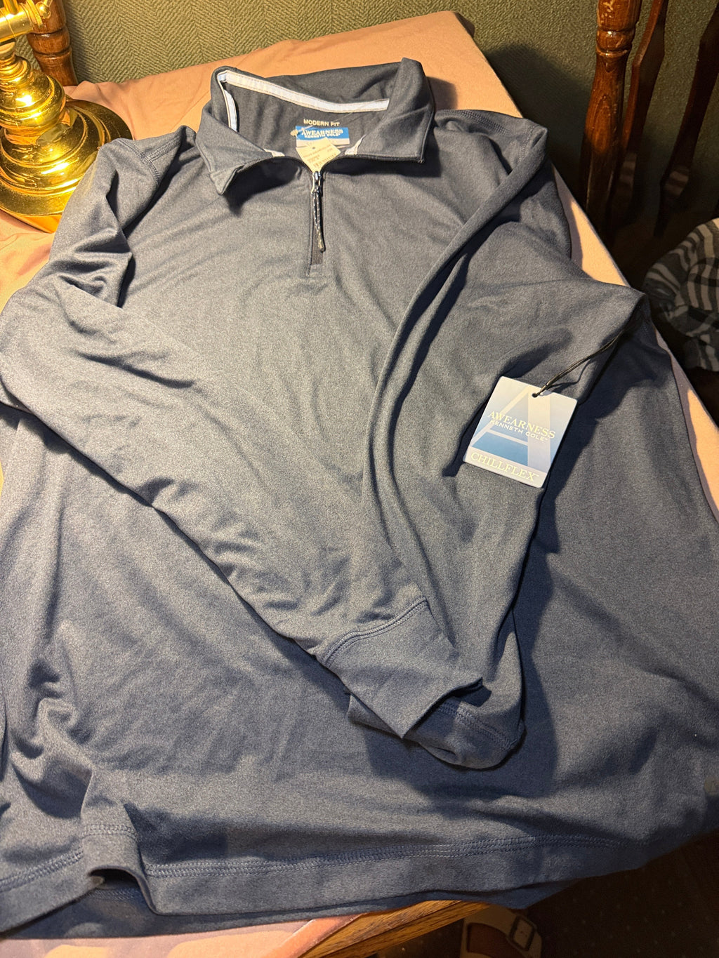 Awearness Kenneth Cole Chillflex™ Quarter-Zip Pullover – Heather Blue, Size Small, NWT