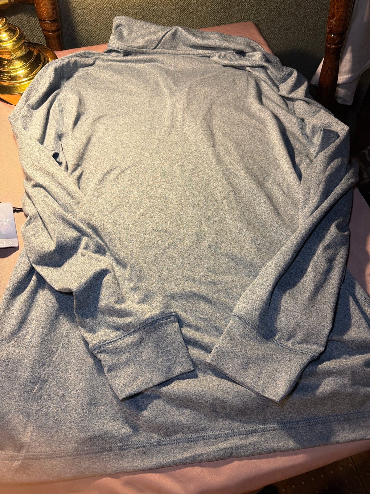 Awearness Kenneth Cole ChillFlex quarter-zip pullover in heathered gray, front view with tags