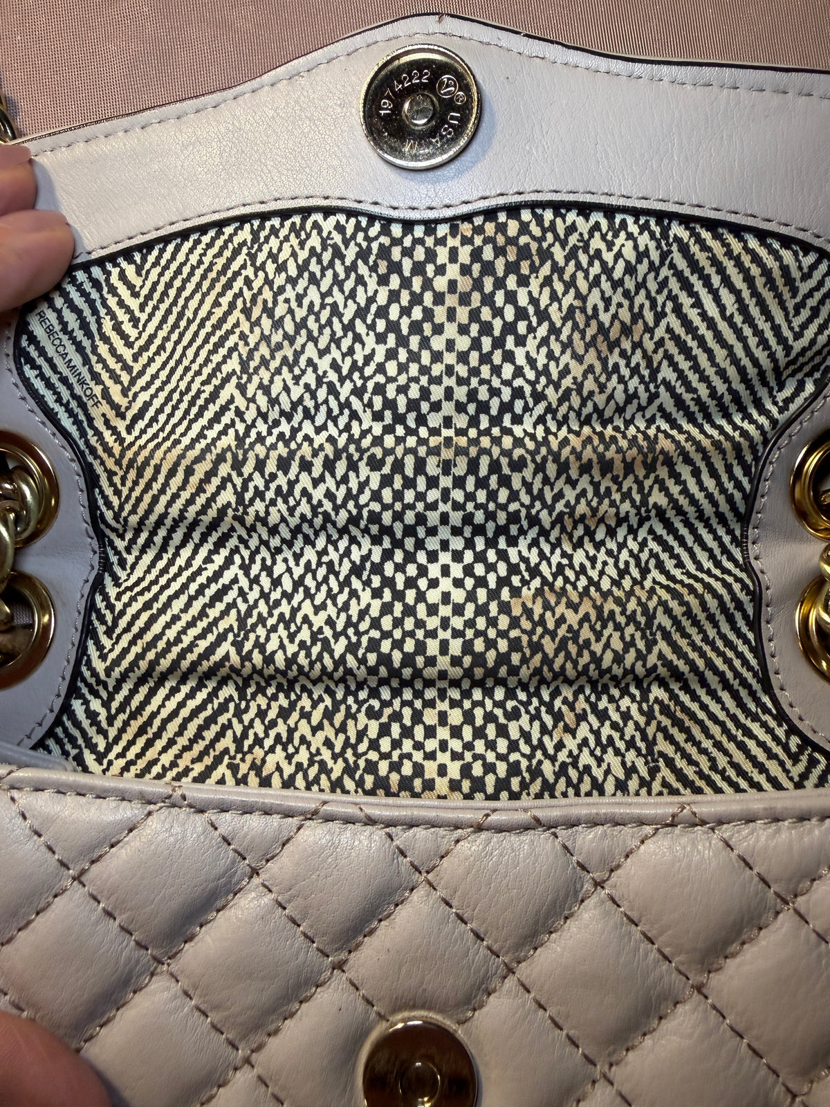 Rebecca Minkoff Quilted Chain Crossbody Bag – White/Cream