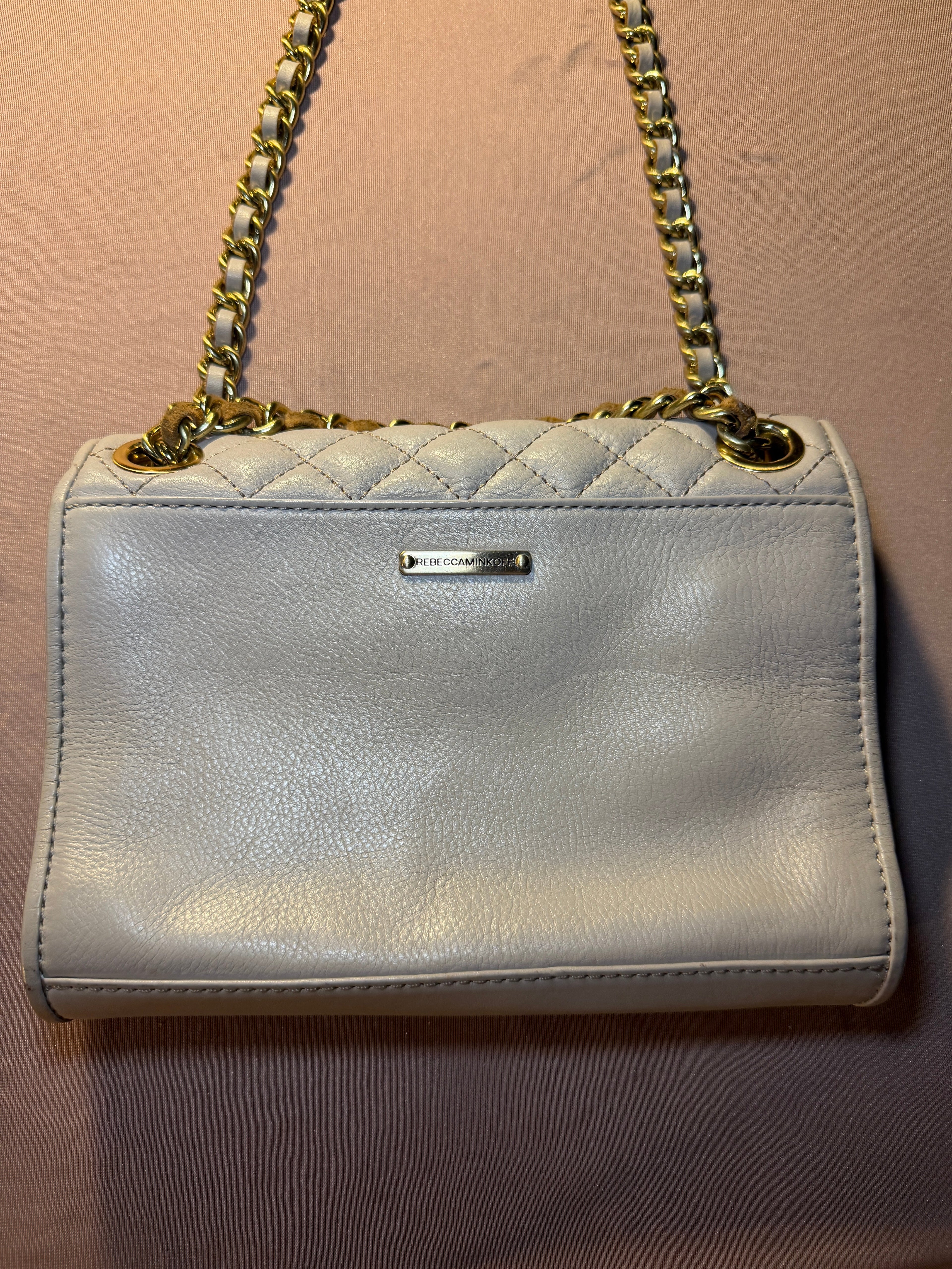 Rebecca Minkoff Quilted Chain Crossbody Bag – White/Cream