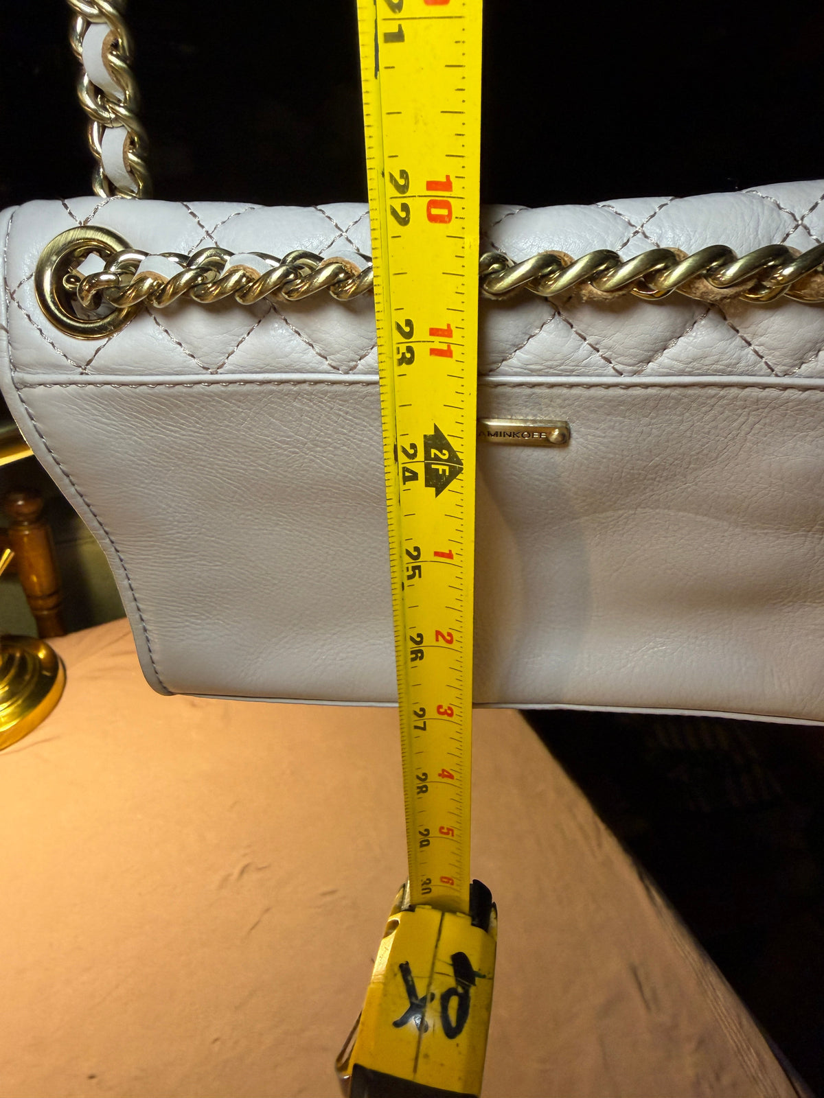 Rebecca Minkoff Quilted Chain Crossbody Bag – White/Cream