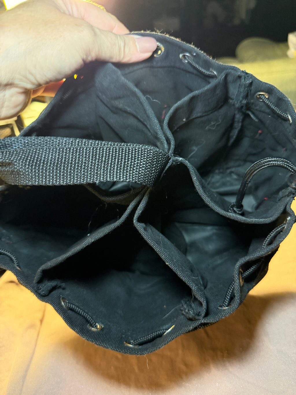 Black Multi-Pocket Drawstring Organizer Bag