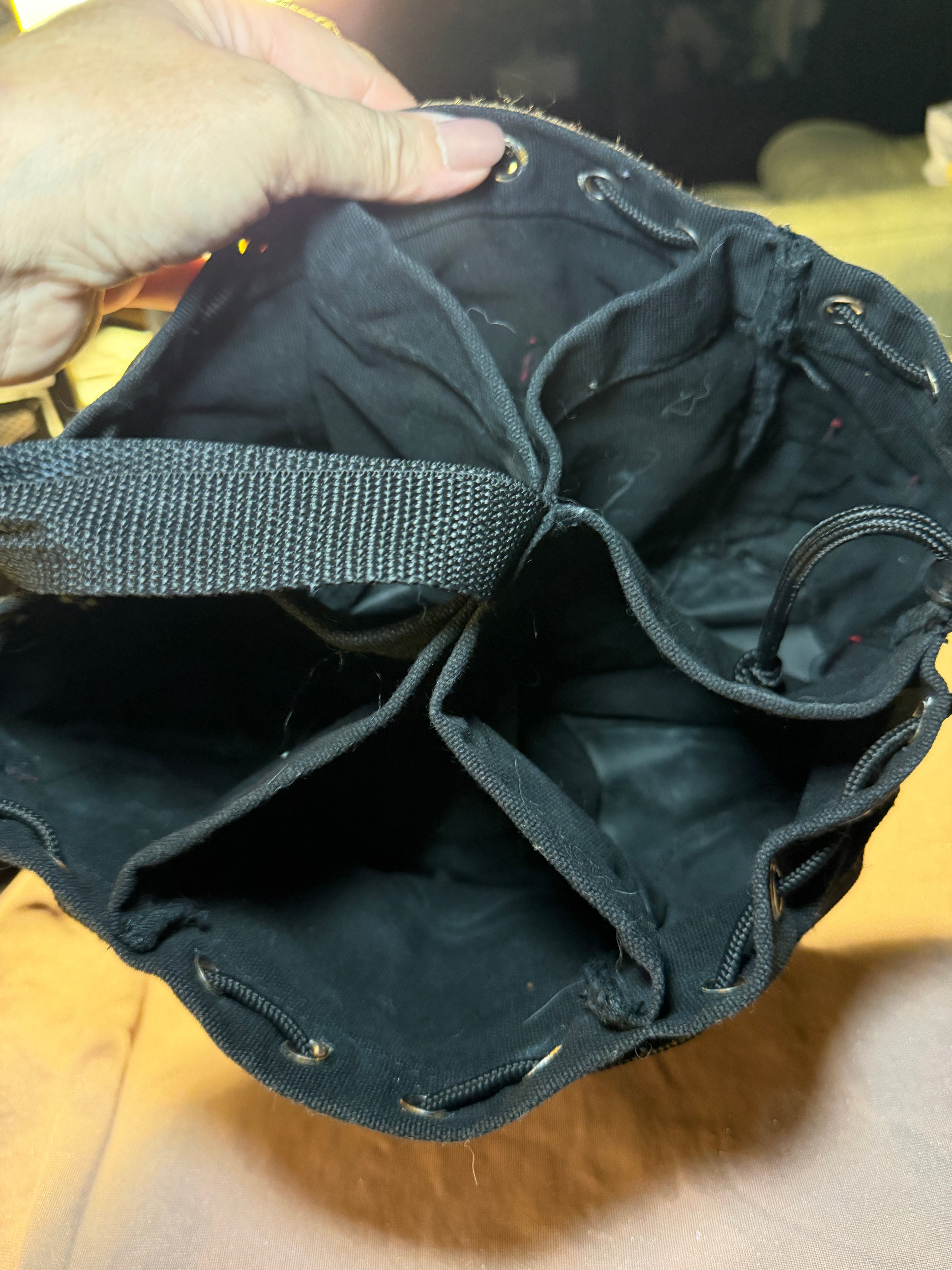 Black Multi-Pocket Drawstring Organizer Bag