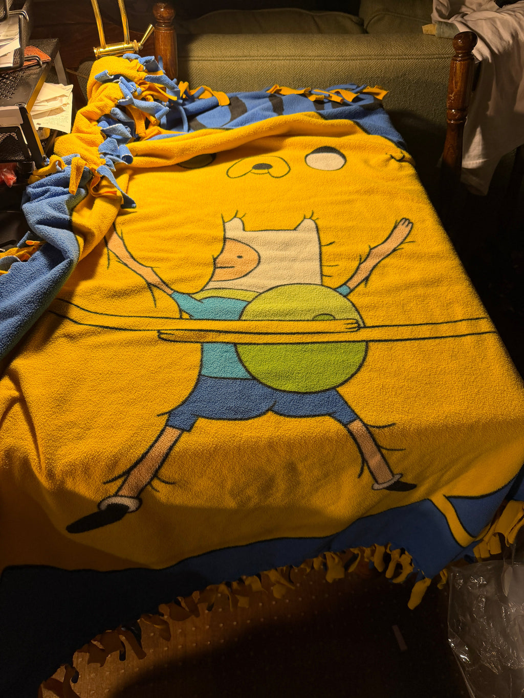 Adventure Time Finn & Jake Fleece Tie Throw Blanket