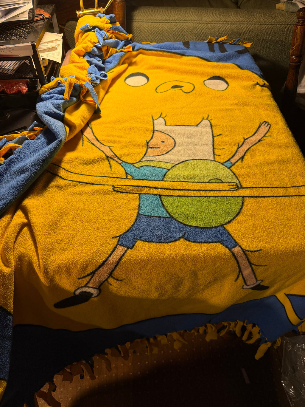 Adventure Time Finn & Jake Fleece Tie Throw Blanket