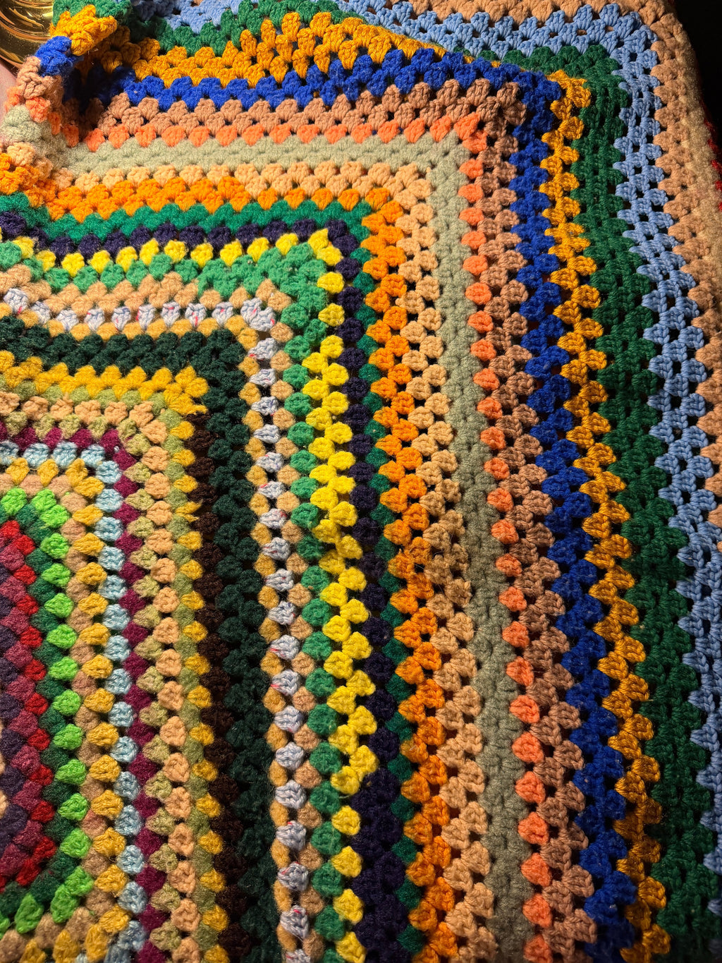 Handmade Rainbow Granny Square Crochet Throw Blanket