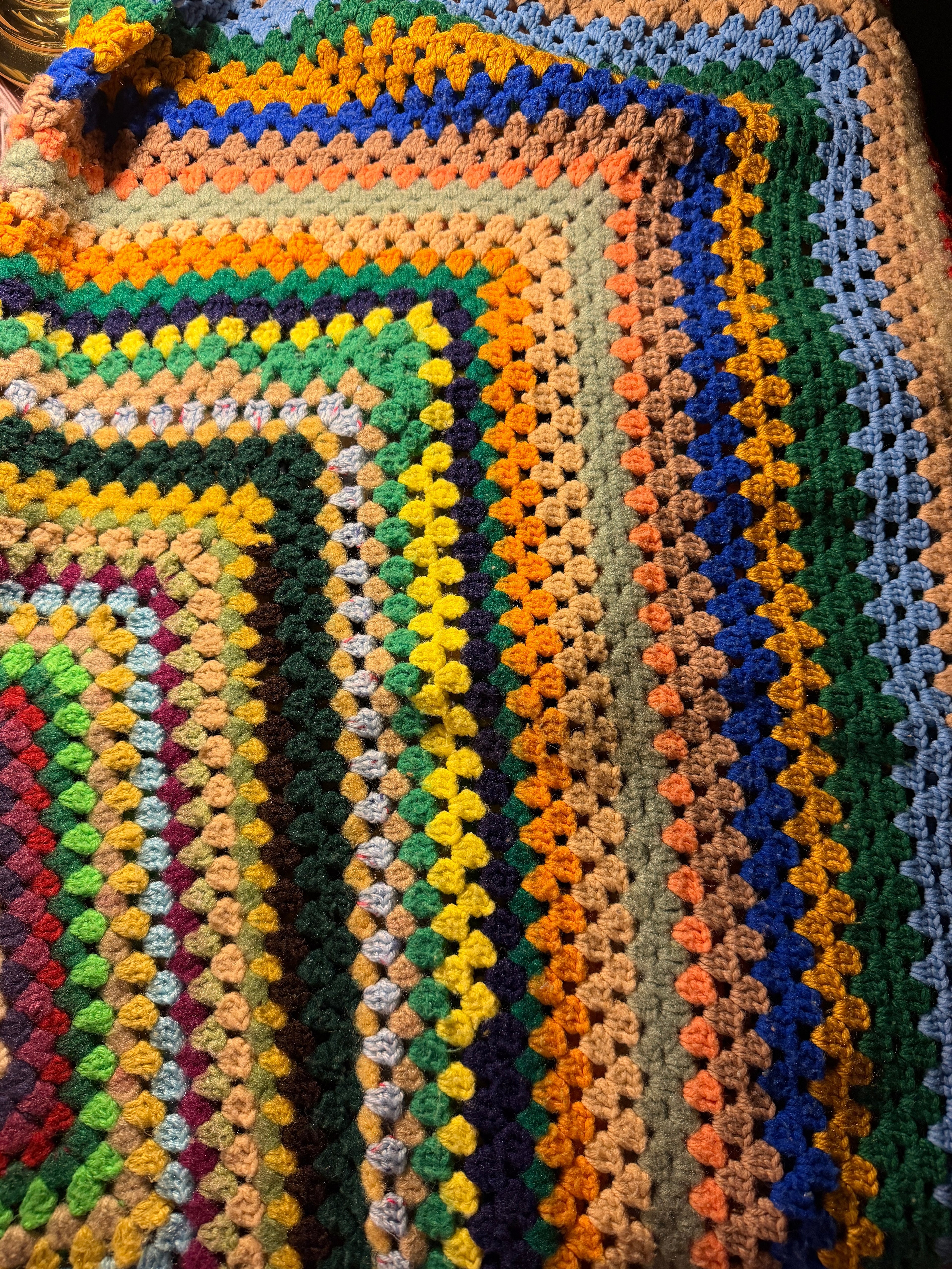 Handmade Rainbow Granny Square Crochet Throw Blanket