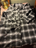 Hotouch Plaid Flannel Shirt Dress with Pockets