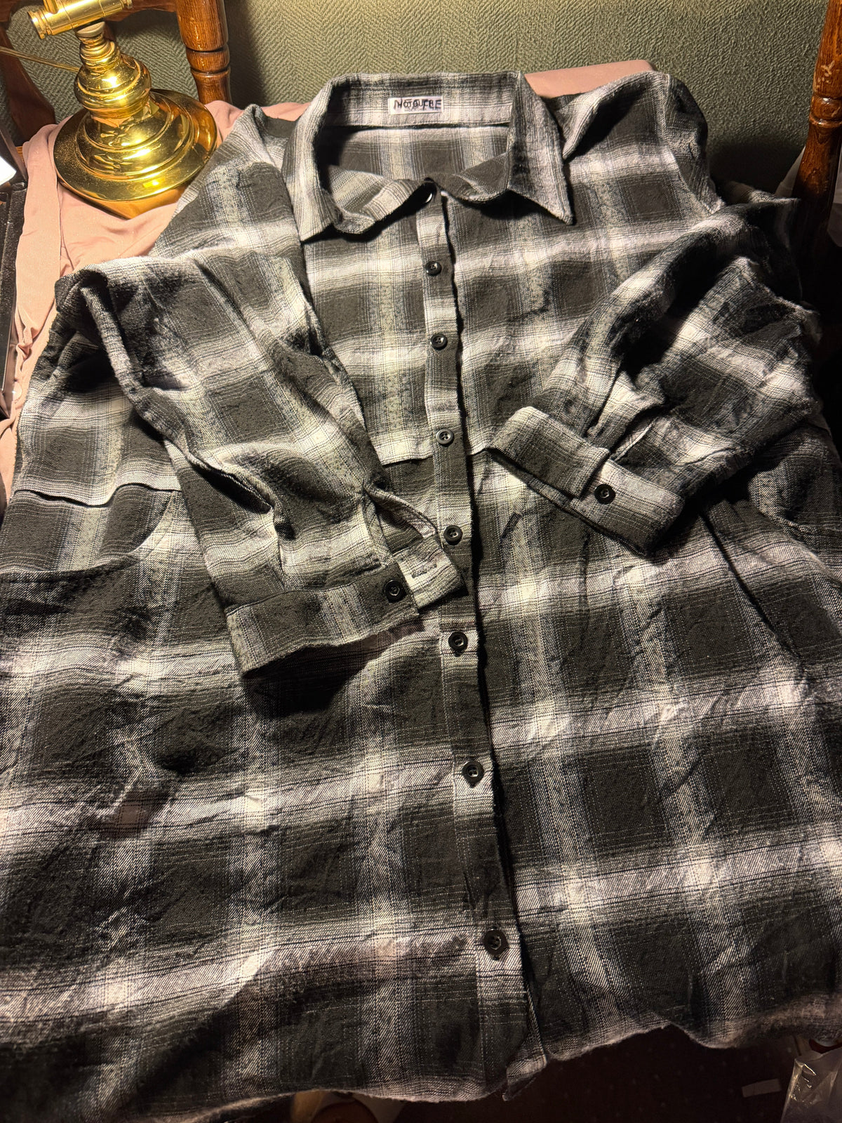 Hotouch Plaid Flannel Shirt Dress with Pockets