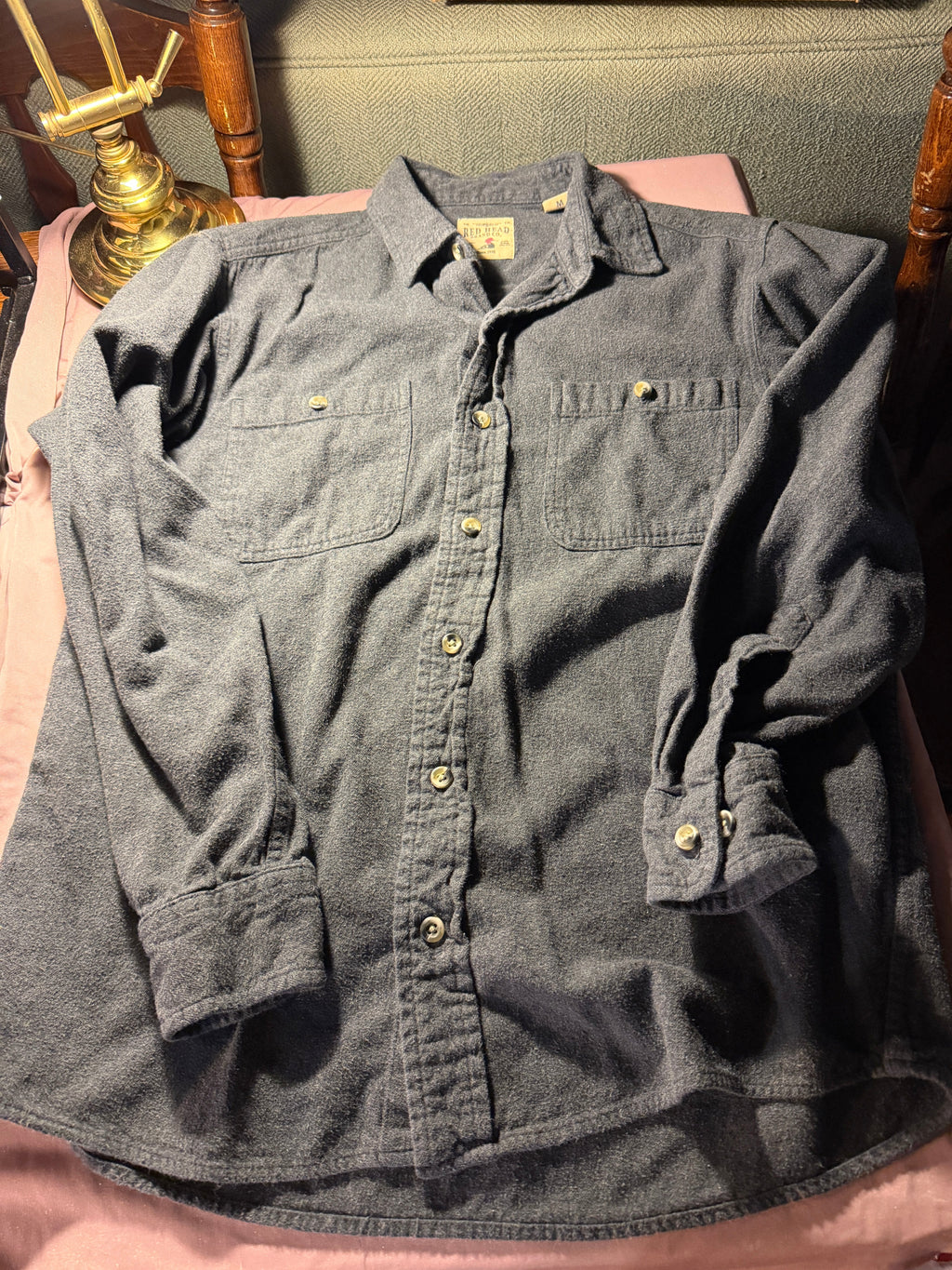 Red Head Brand Co. Fleece Flannel Shirt – Men's Medium Charcoal Gray