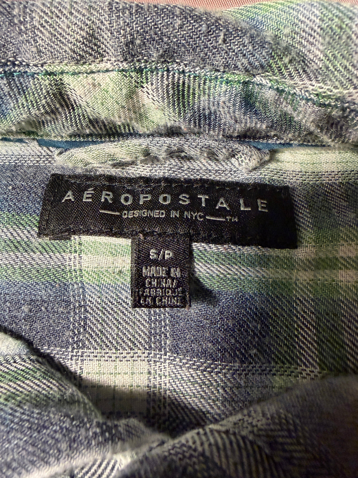 Aeropostale Plaid Flannel Shirt – Women's Small Blue Green Vintage Wash