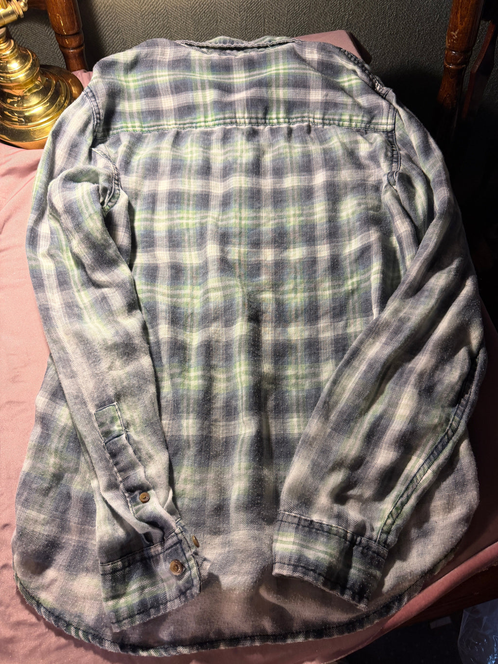 Aeropostale Plaid Flannel Shirt – Women's Small Blue Green Vintage Wash