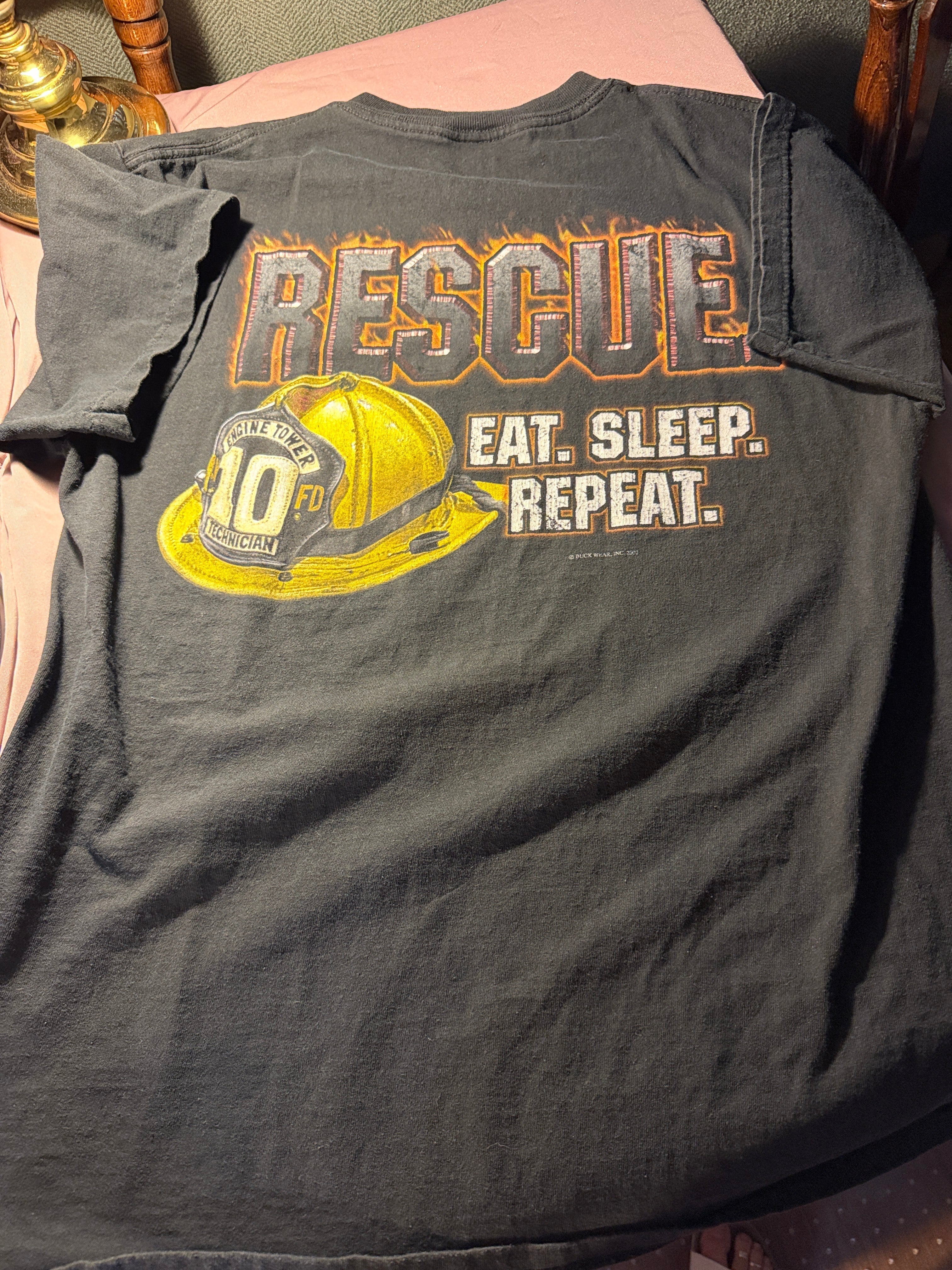 Firefighter Rescue Eat. Sleep. Repeat. Graphic Tee