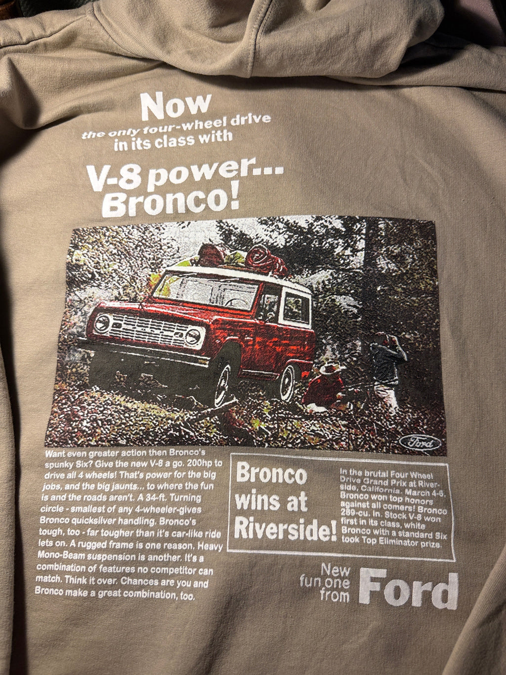Ford Bronco Vintage Ad Graphic Hoodie (Medium)