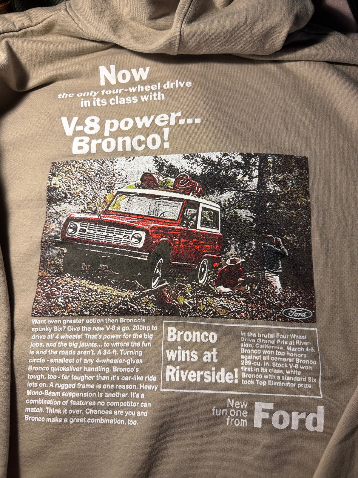 Ford Bronco Vintage Ad Graphic Hoodie (Medium)