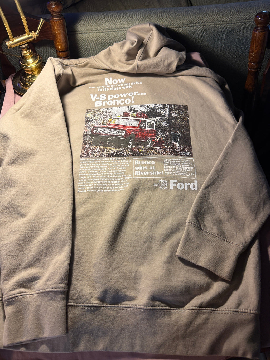 Ford Bronco Vintage Ad Graphic Hoodie (Medium)