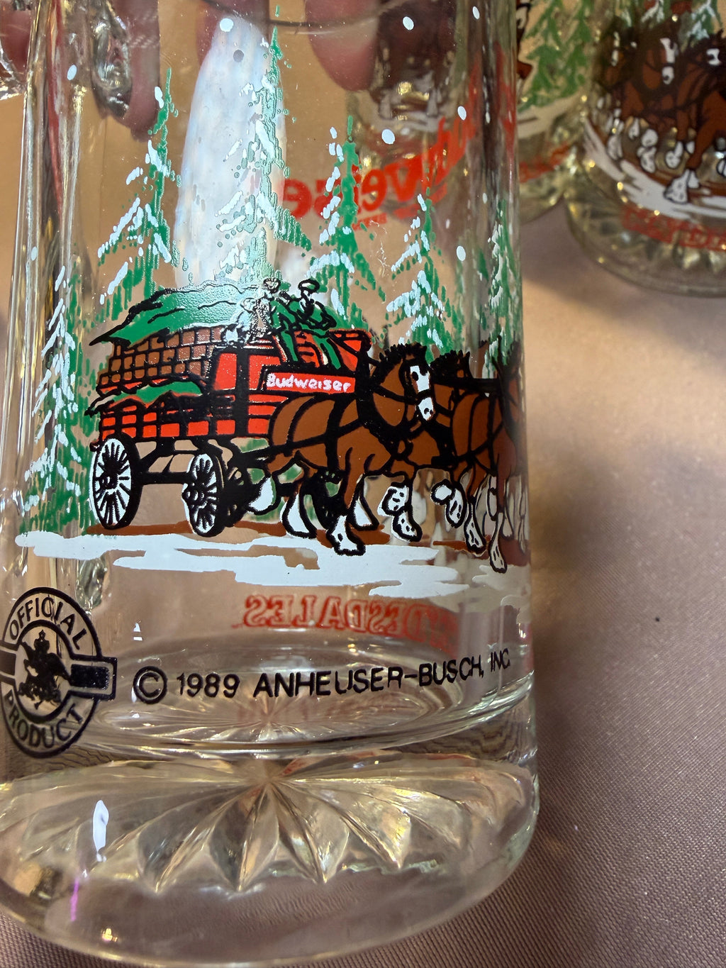 Vintage 1989 Budweiser Clydesdales Glass Mugs – Set of 5