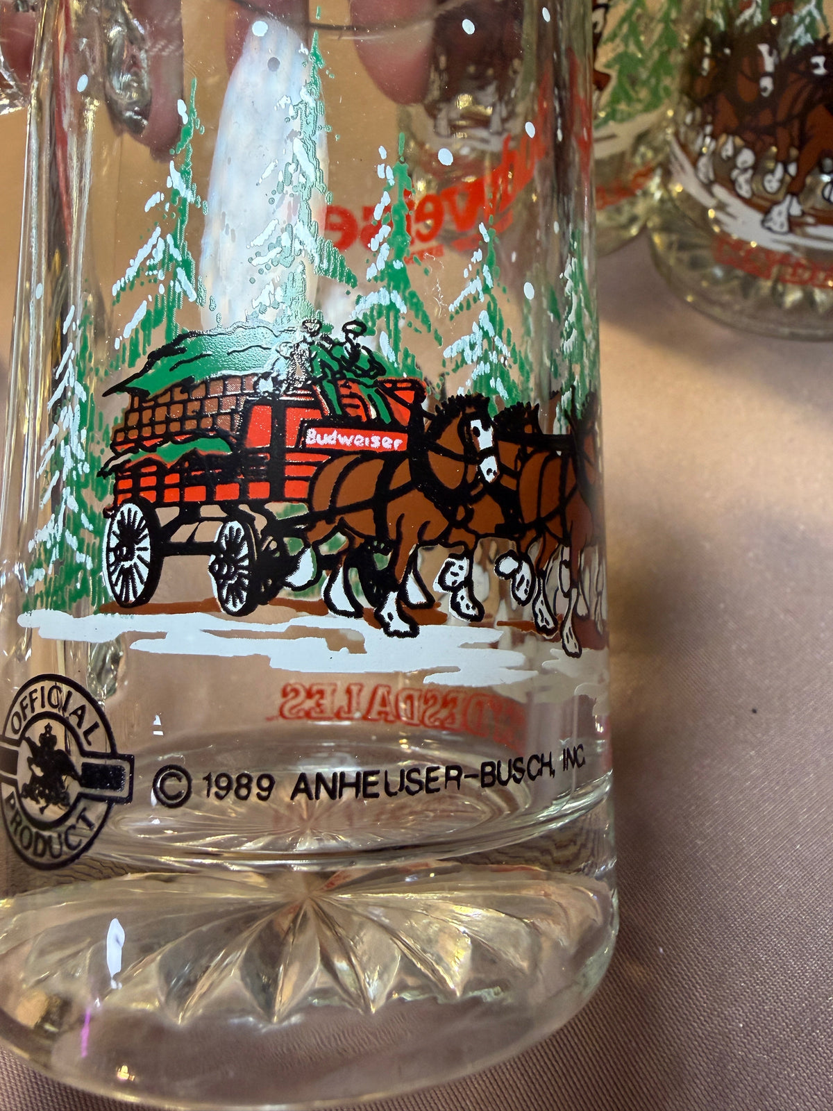 Vintage 1989 Budweiser Clydesdales Glass Mugs – Set of 5