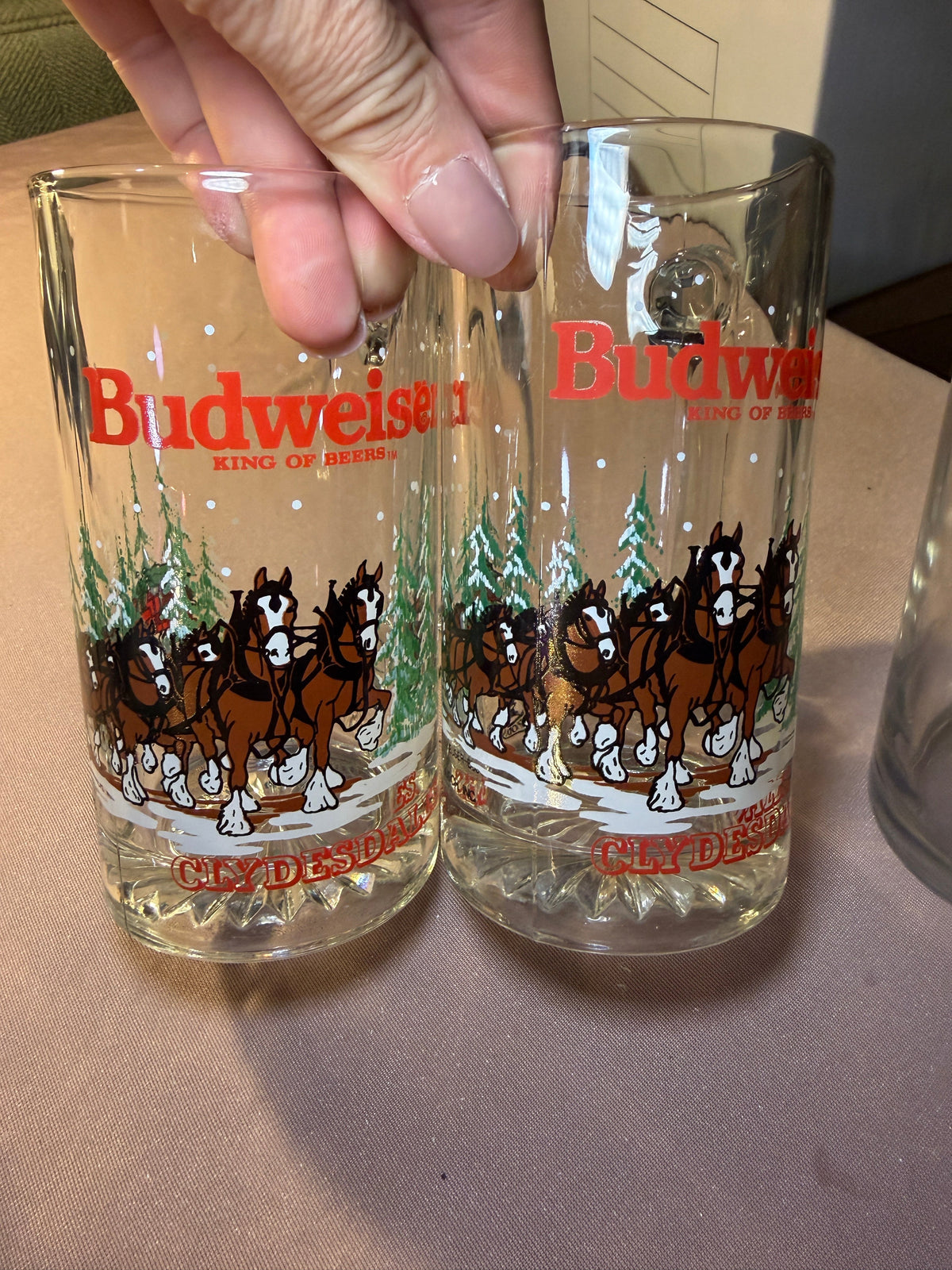 Vintage 1989 Budweiser Clydesdales Glass Mugs – Set of 5
