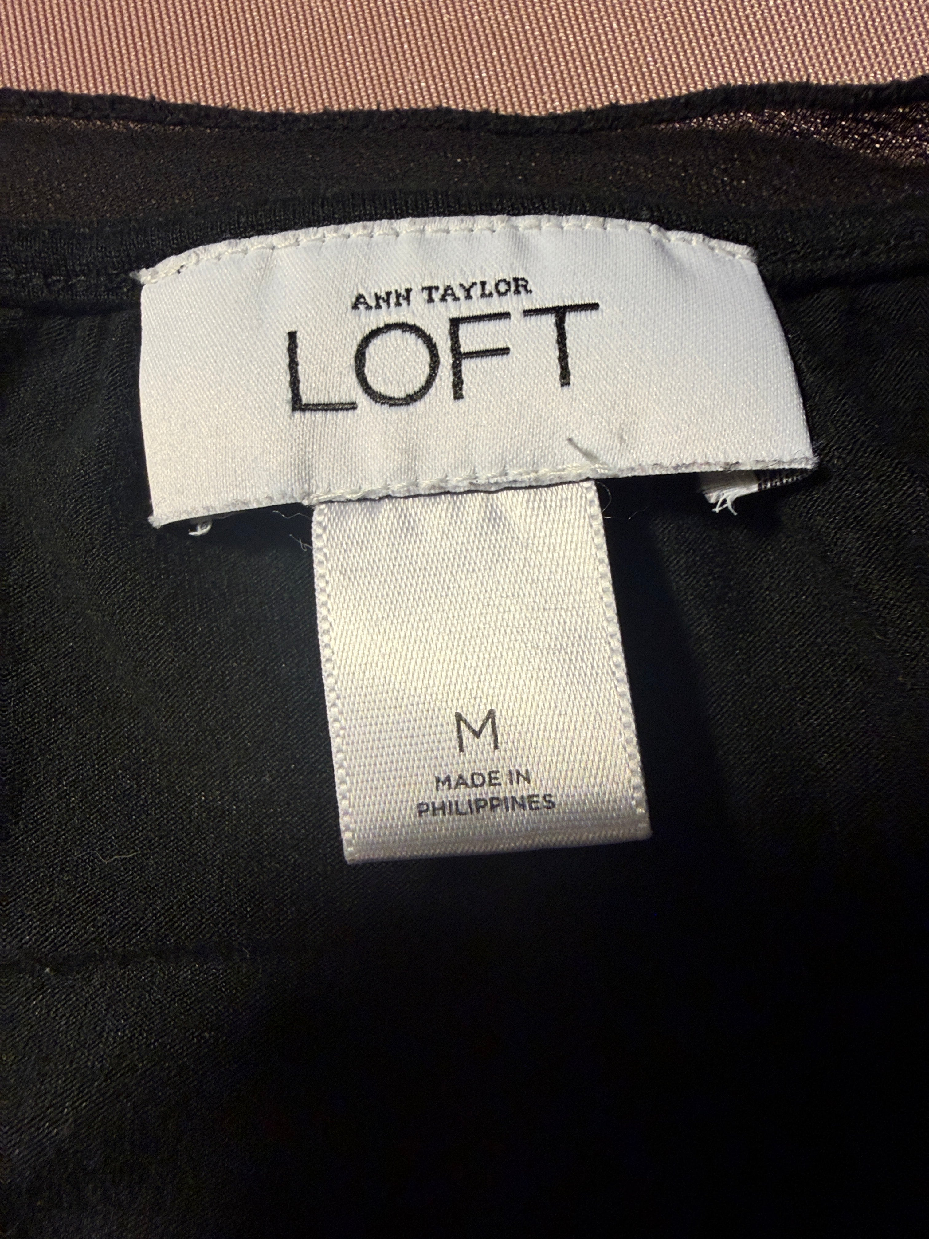 Ann Taylor LOFT Smocked Neckline Sleeveless Top – Black, Size M