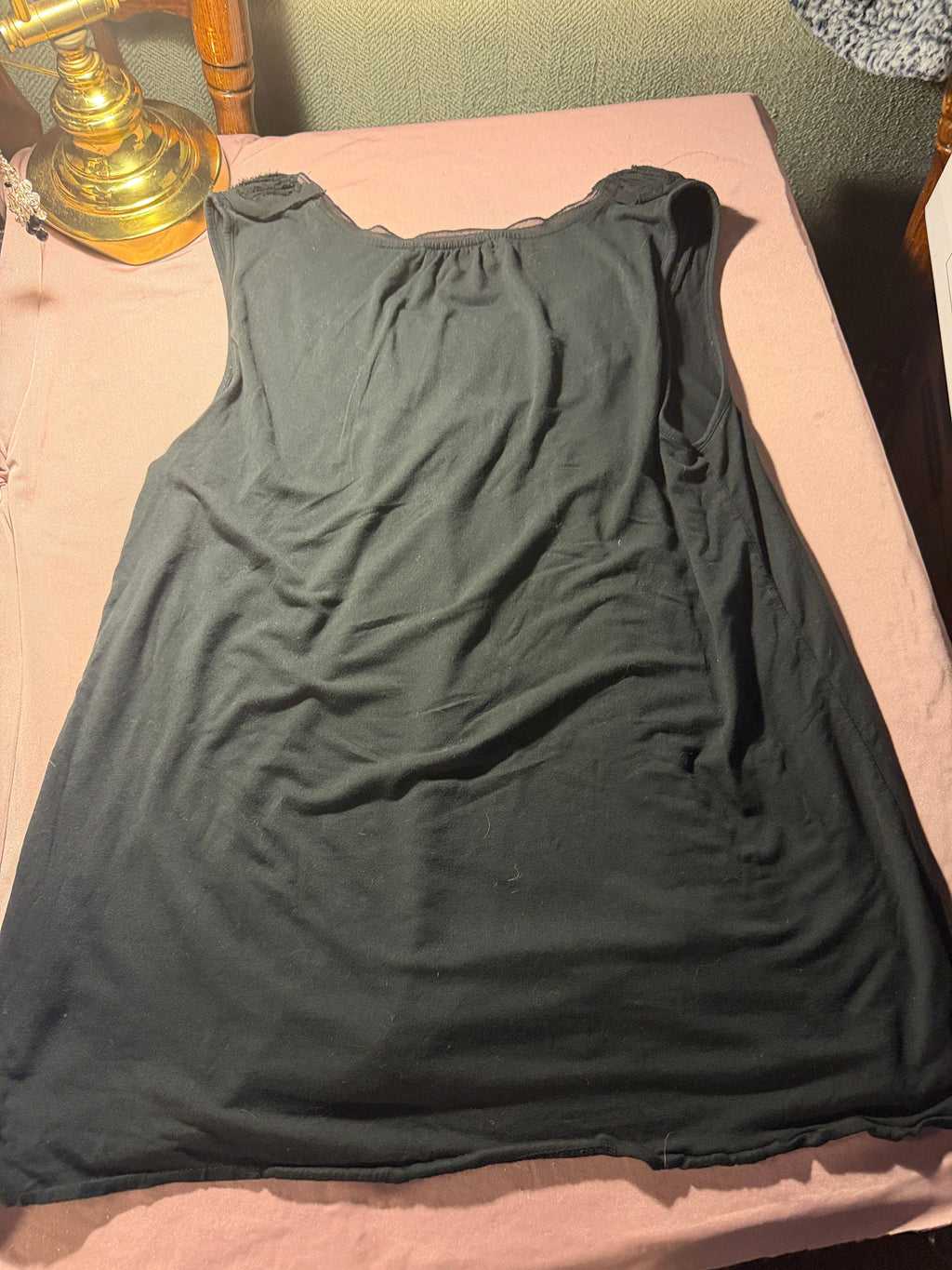Ann Taylor LOFT Smocked Neckline Sleeveless Top – Black, Size M