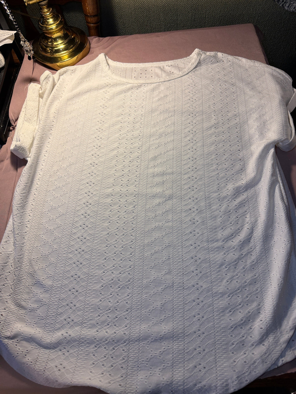 SHEIN White Eyelet Textured Top – Size L