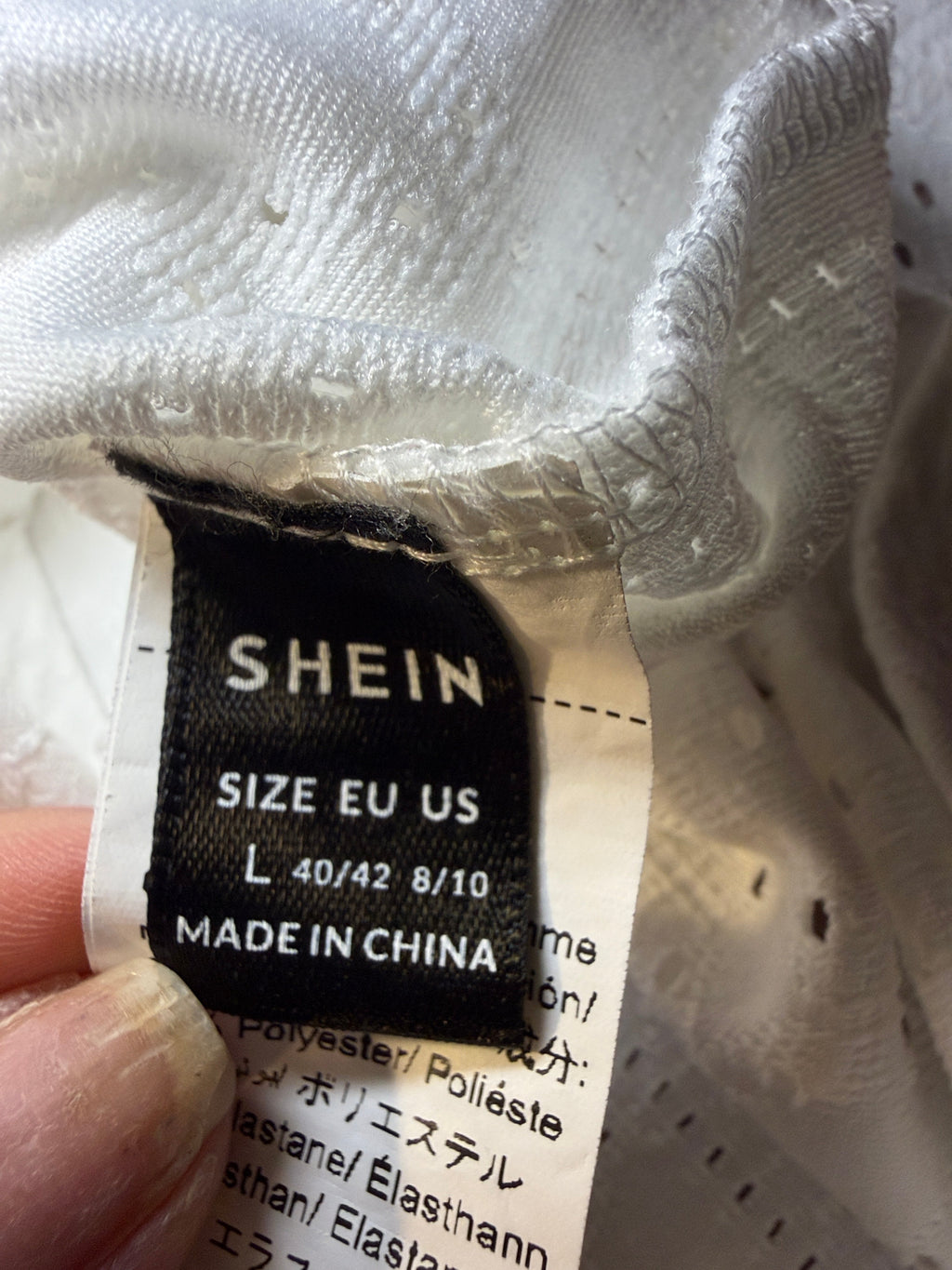 SHEIN White Eyelet Textured Top – Size L