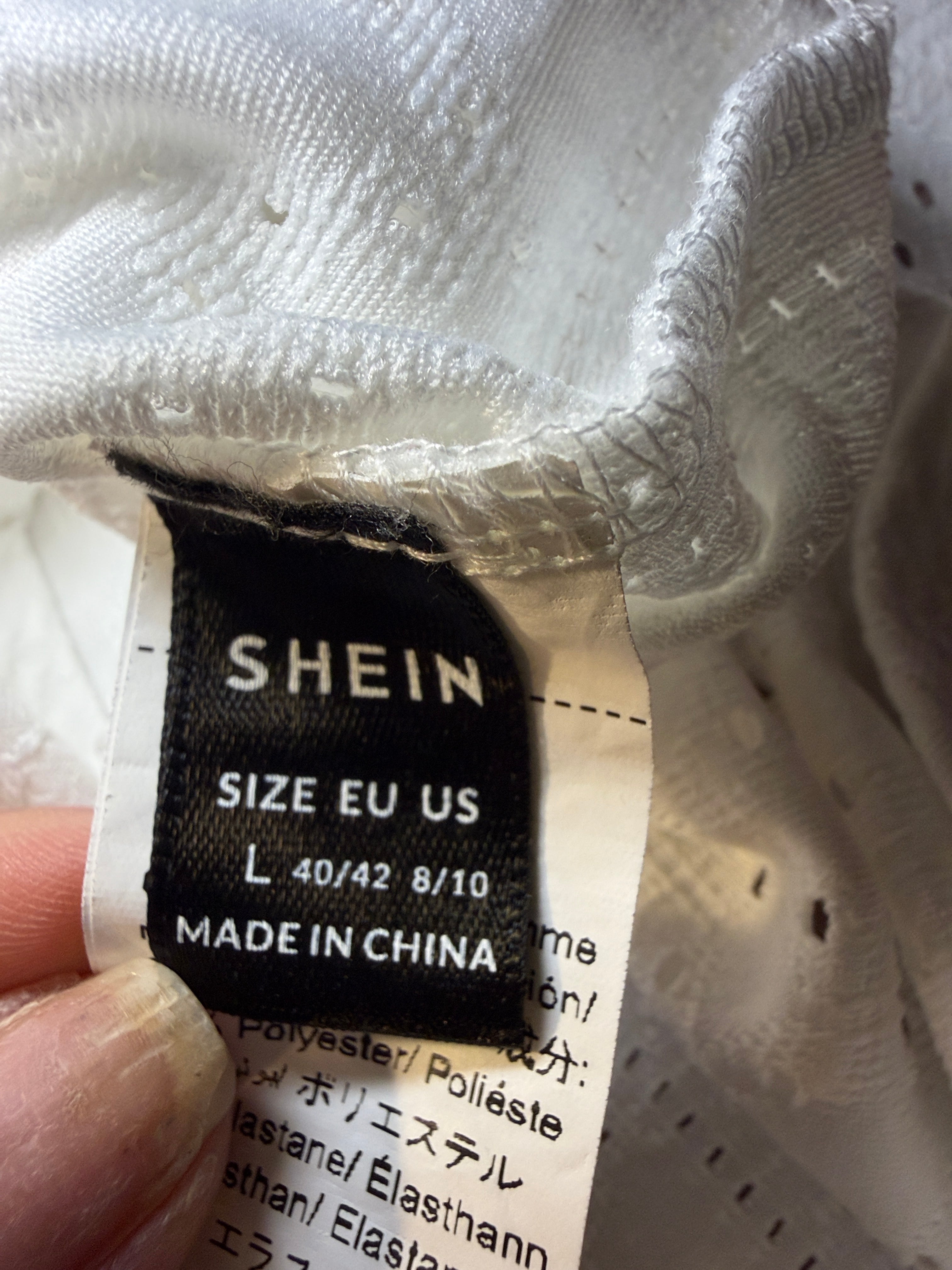 SHEIN White Eyelet Textured Top – Size L