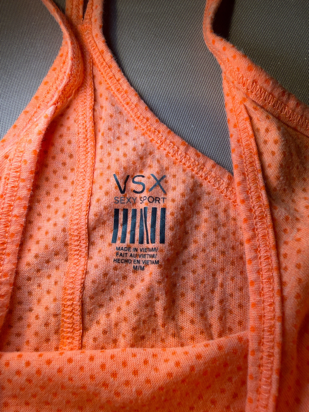 VSX Sexy Sport Neon Orange Mesh Tank Top – Size M