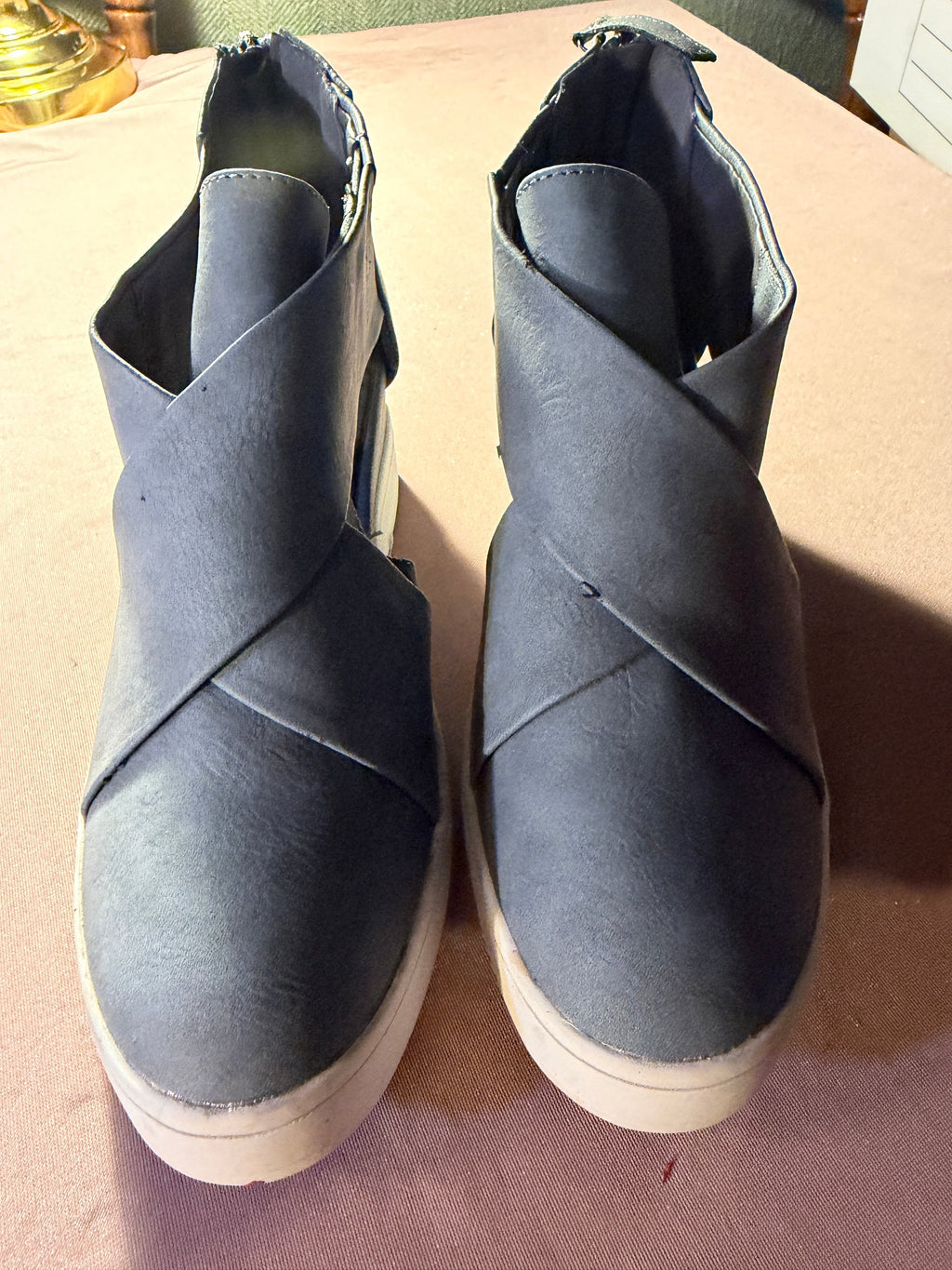 Blue Wedge Sneaker Booties – Size 7