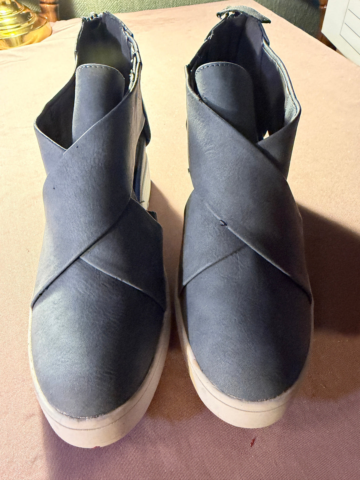 Blue Wedge Sneaker Booties – Size 7