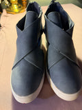 Blue Wedge Sneaker Booties – Size 7
