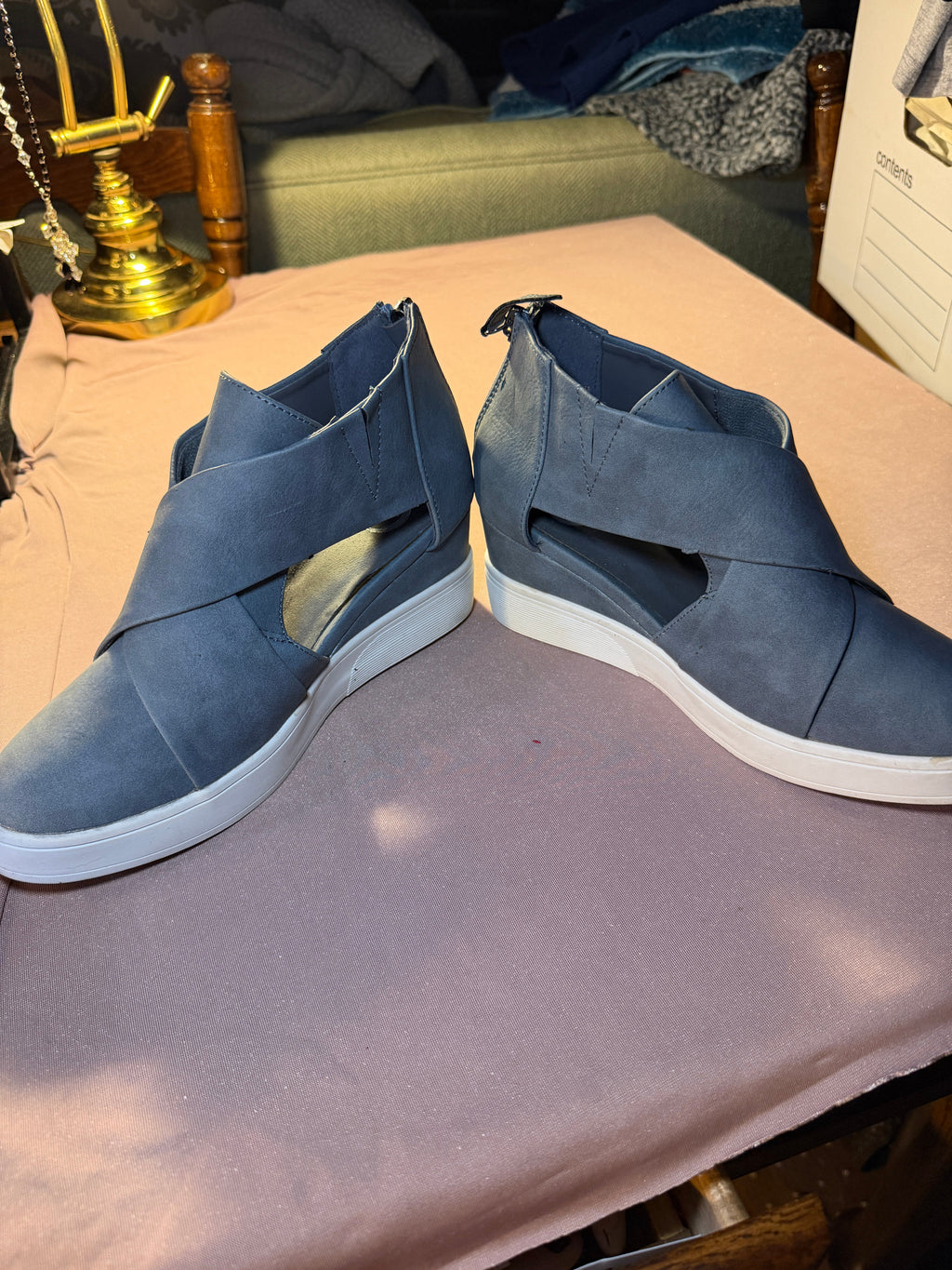 Blue Wedge Sneaker Booties – Size 7