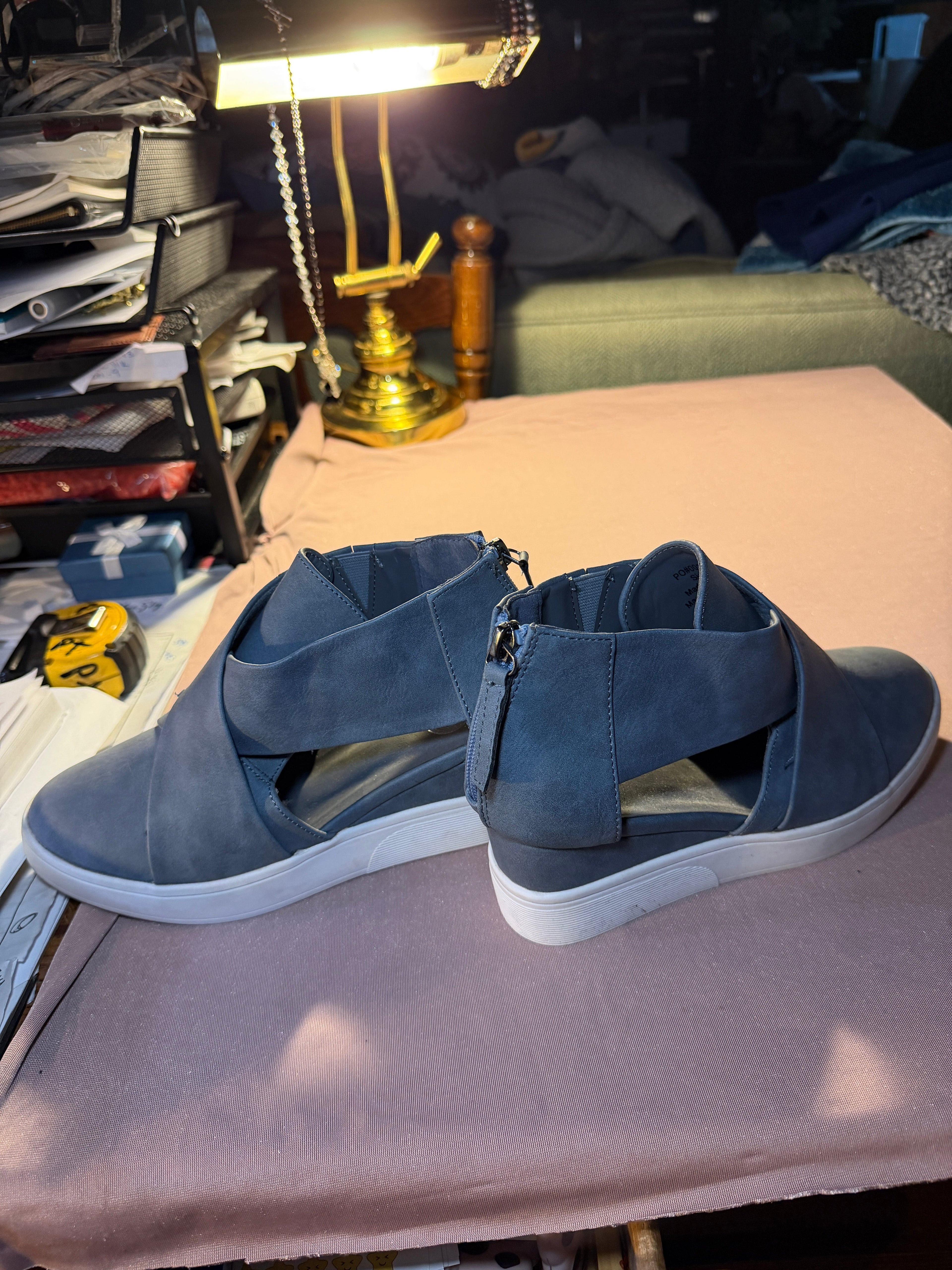 Blue Wedge Sneaker Booties – Size 7
