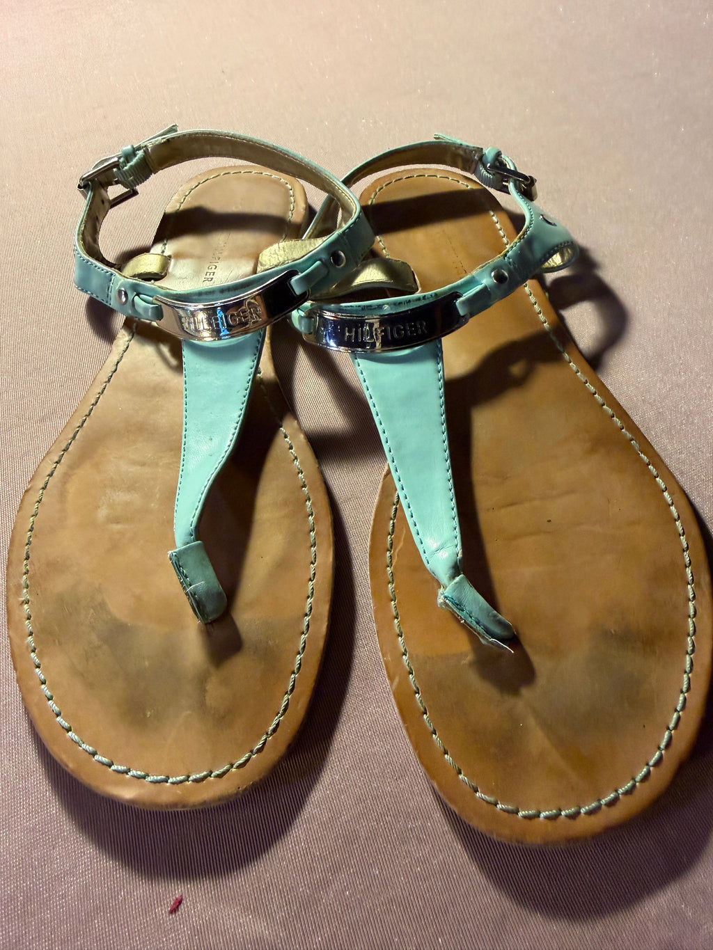 Tommy Hilfiger Mint T-Strap Sandals