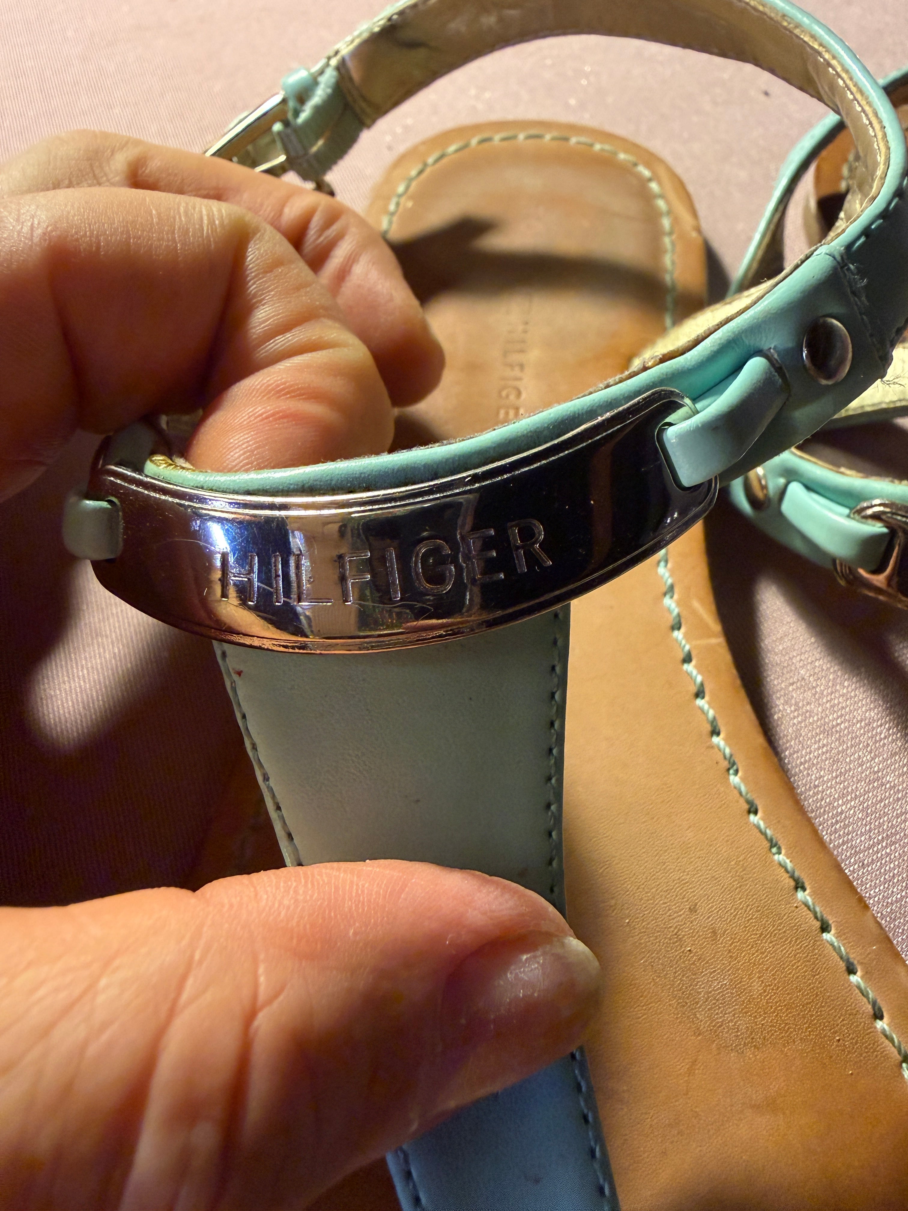 Tommy Hilfiger Mint T-Strap Sandals