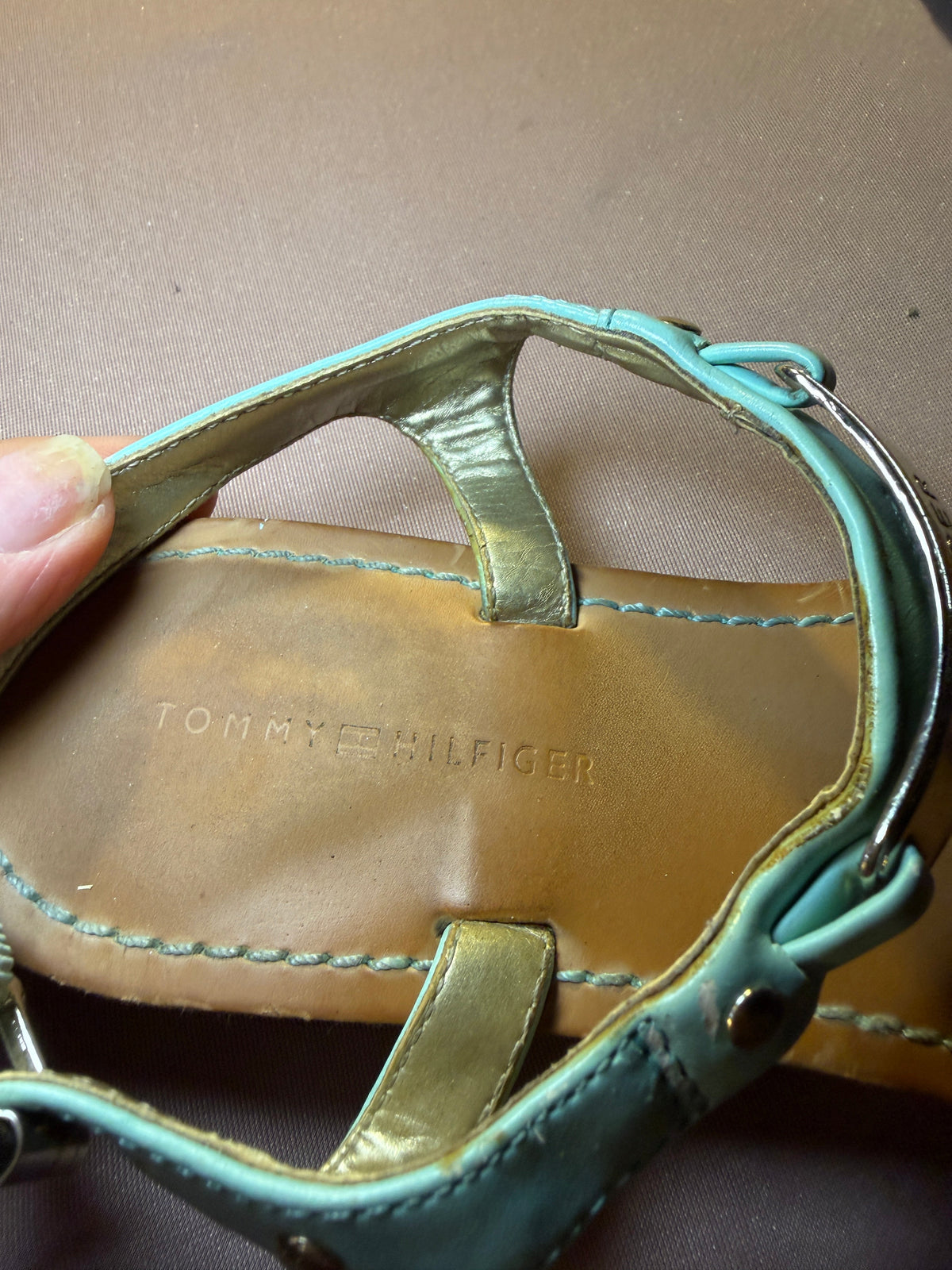 Tommy Hilfiger Mint T-Strap Sandals