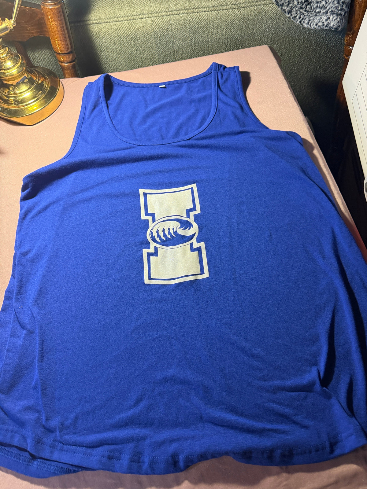Blue Graphic Tank Top – Letter I Logo