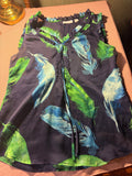 New York & Company Feather Print Ruffle Tank Top
