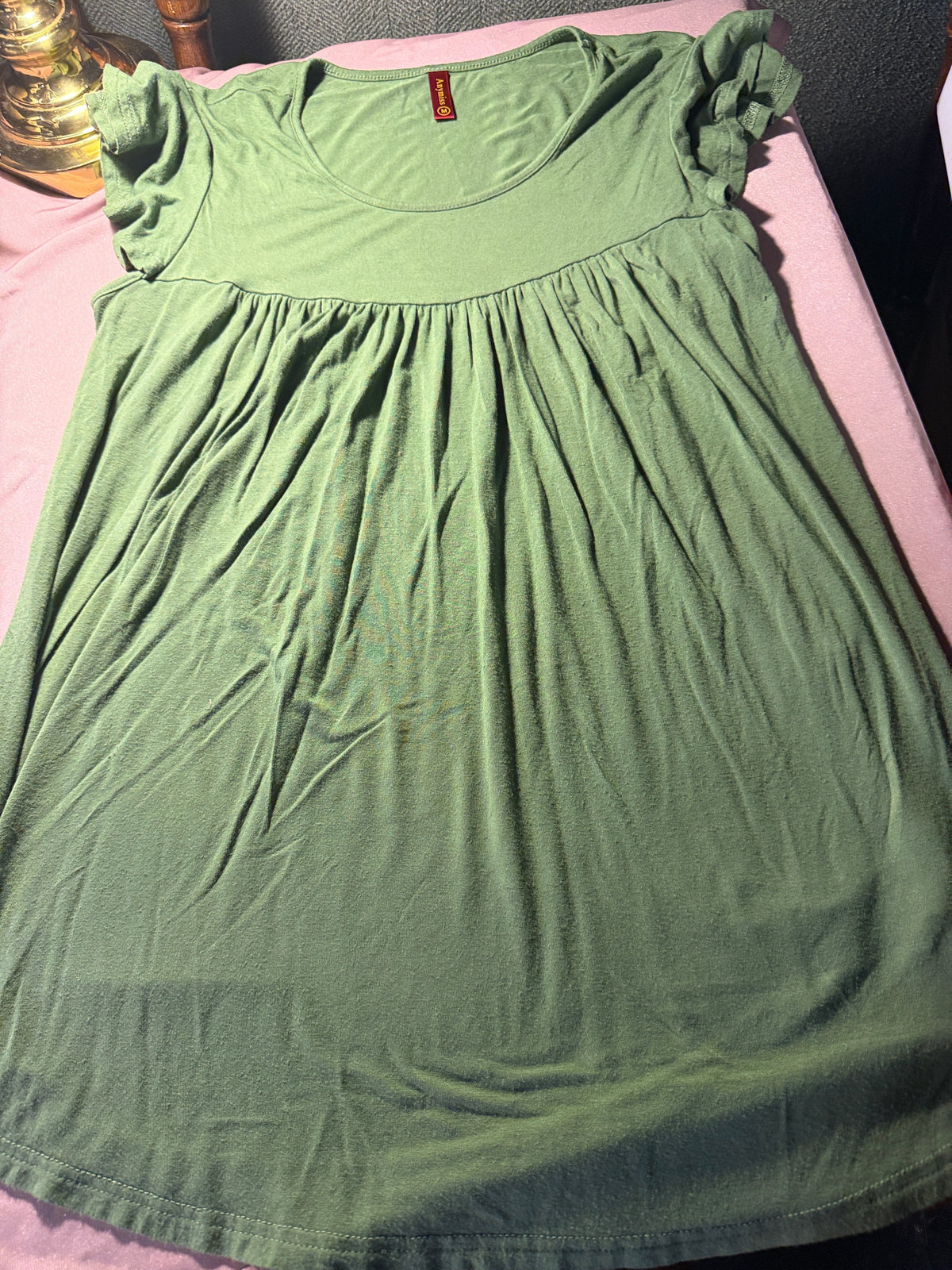 Anymiss Sage Green Babydoll Flutter Sleeve Top
