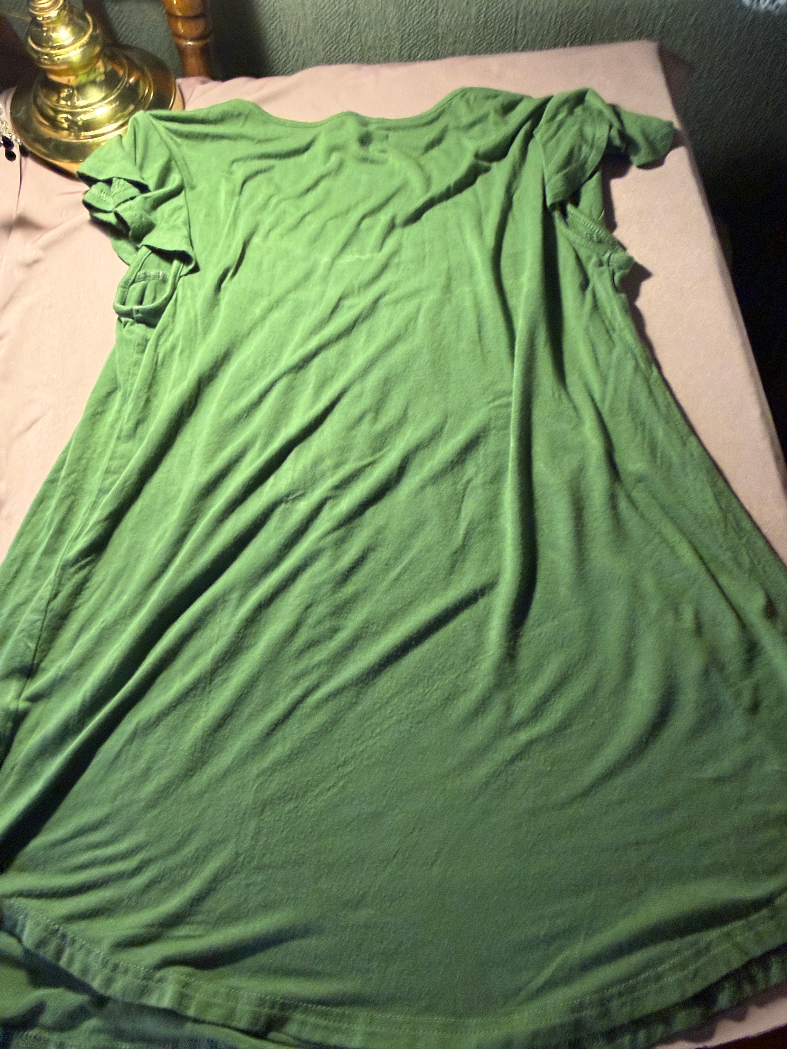 Anymiss Sage Green Babydoll Flutter Sleeve Top