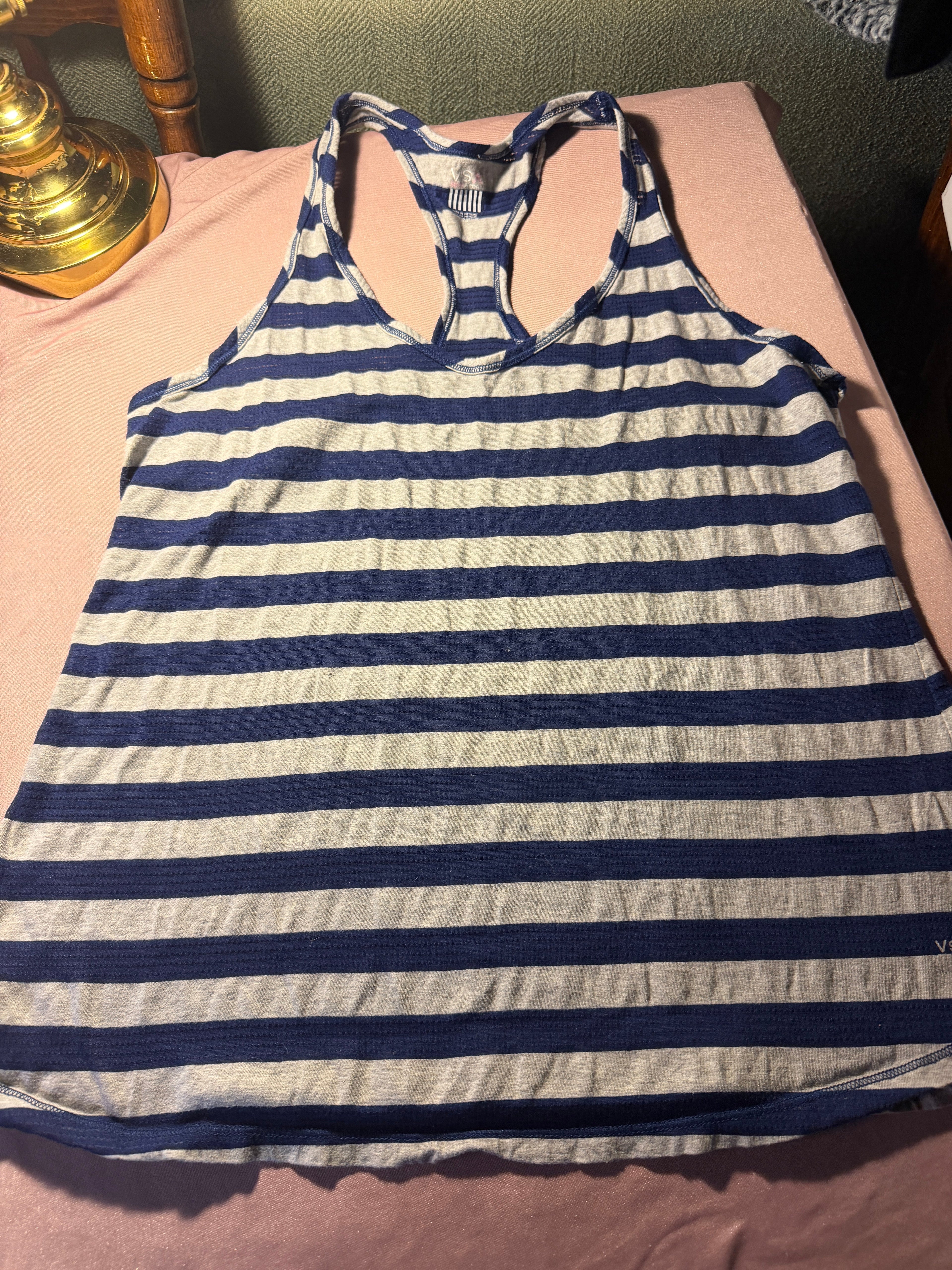 VSX Sport Racerback Tank Top – Blue & Gray Stripe, Size M