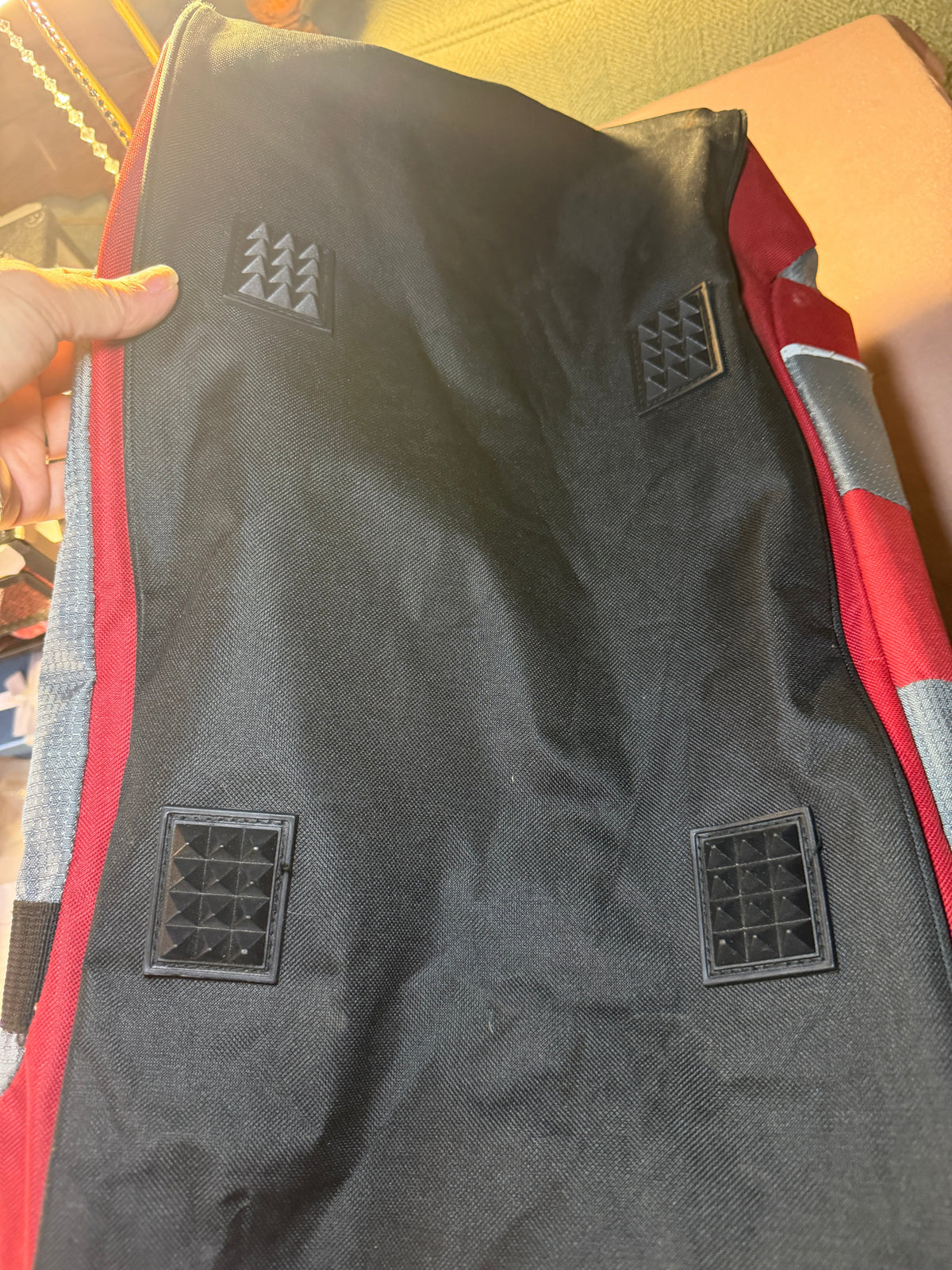 Red & Gray Multi-Pocket Duffel Bag