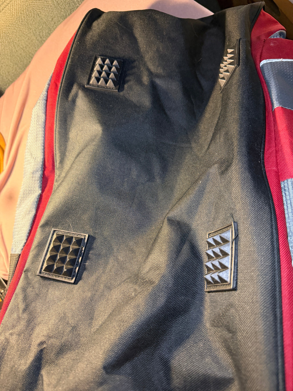 Red & Gray Multi-Pocket Duffel Bag
