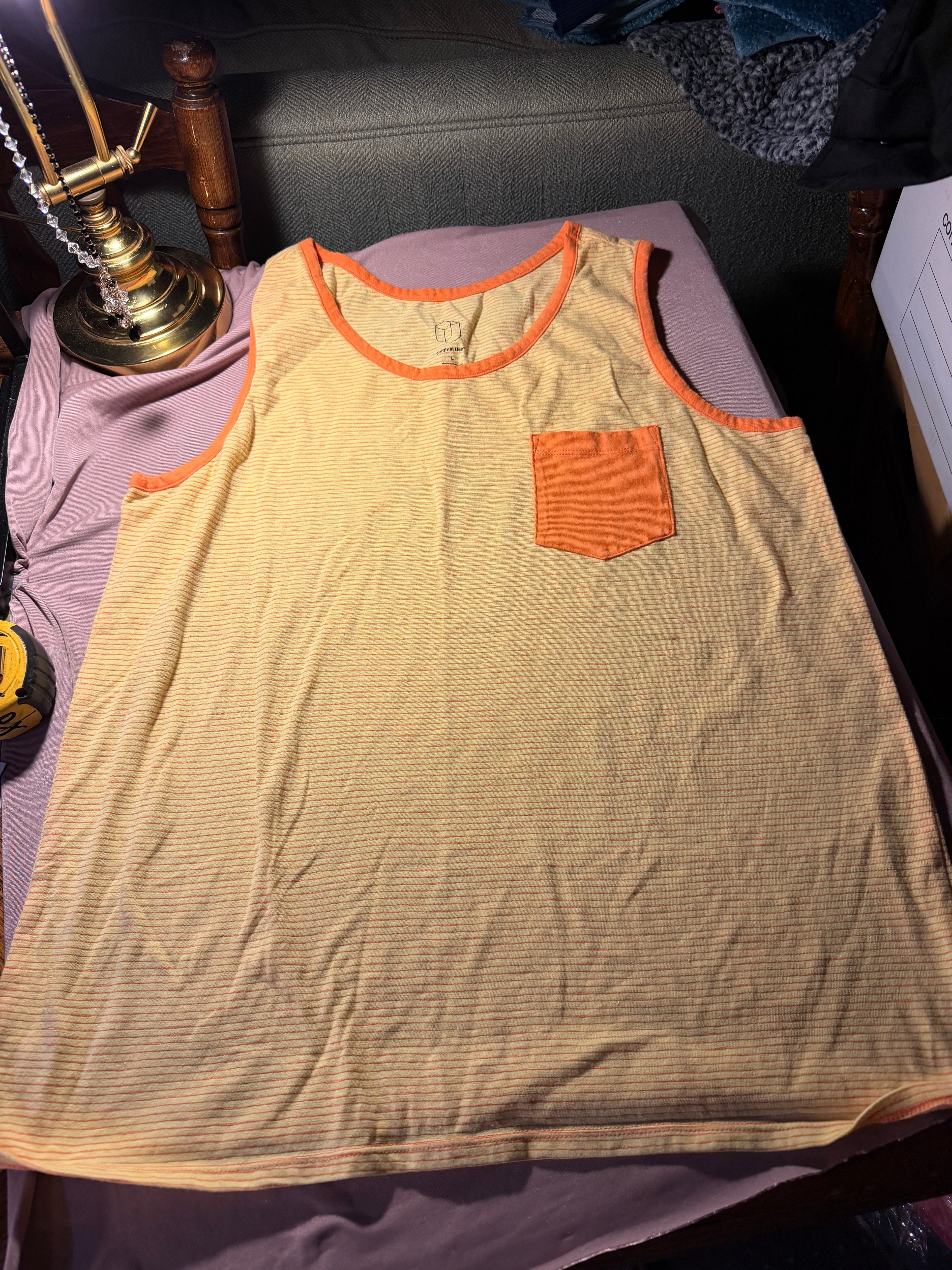 Original Use Striped Pocket Tank Top – Size Large