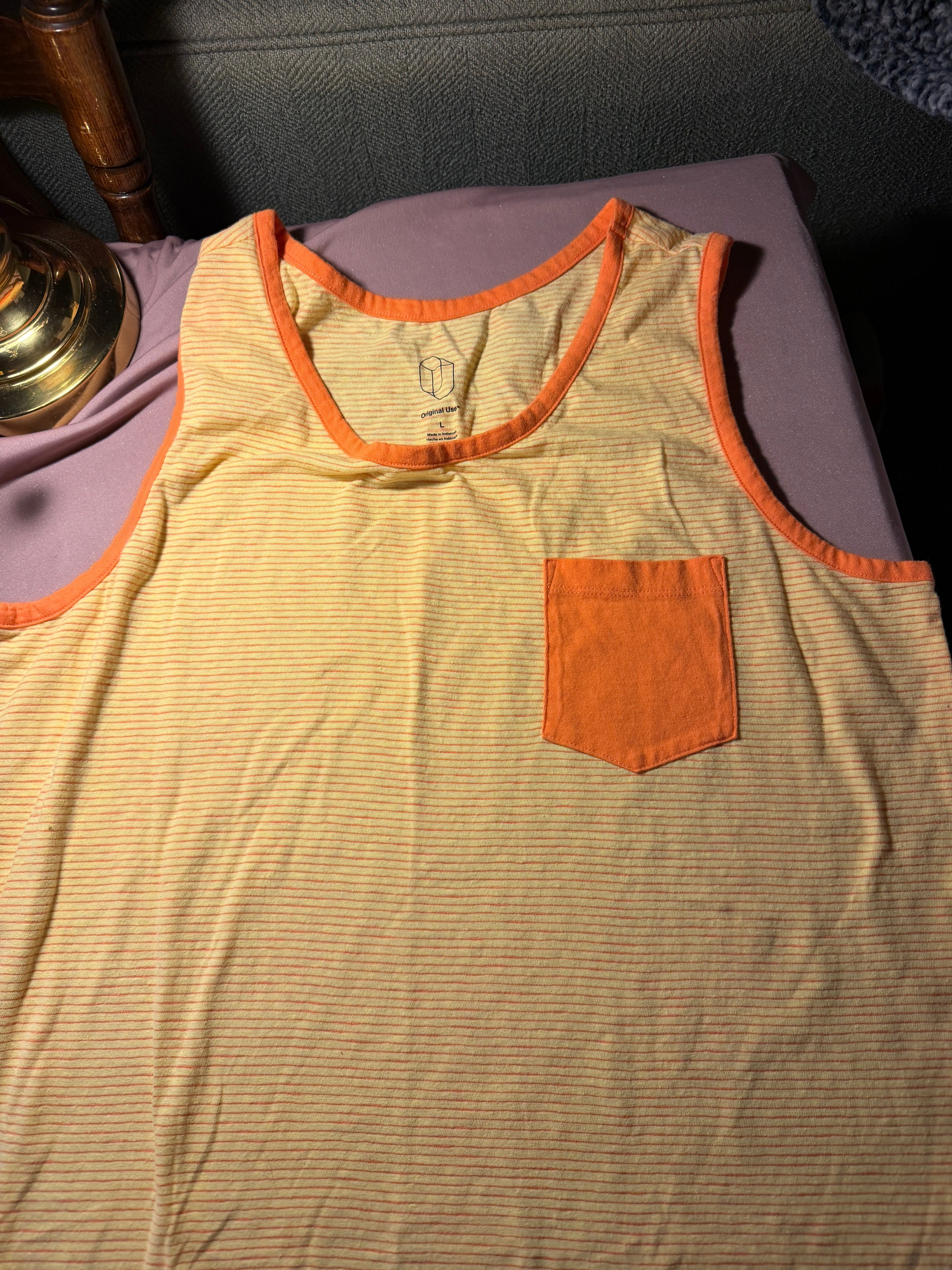 Original Use Striped Pocket Tank Top – Size Large
