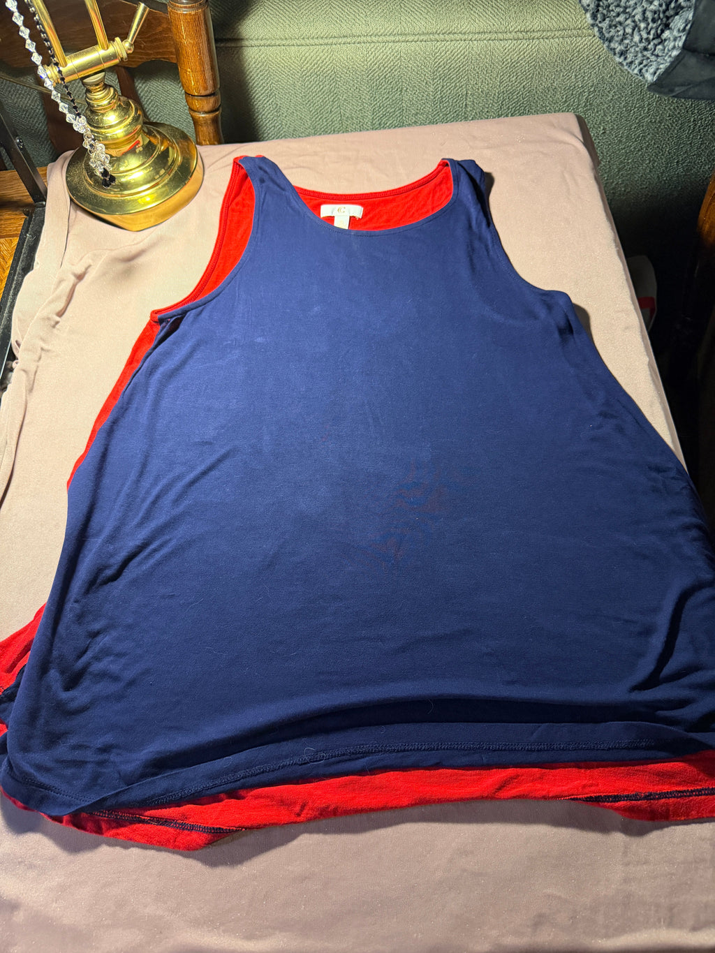 Red & Navy Two-Tone Racerback Tank Top