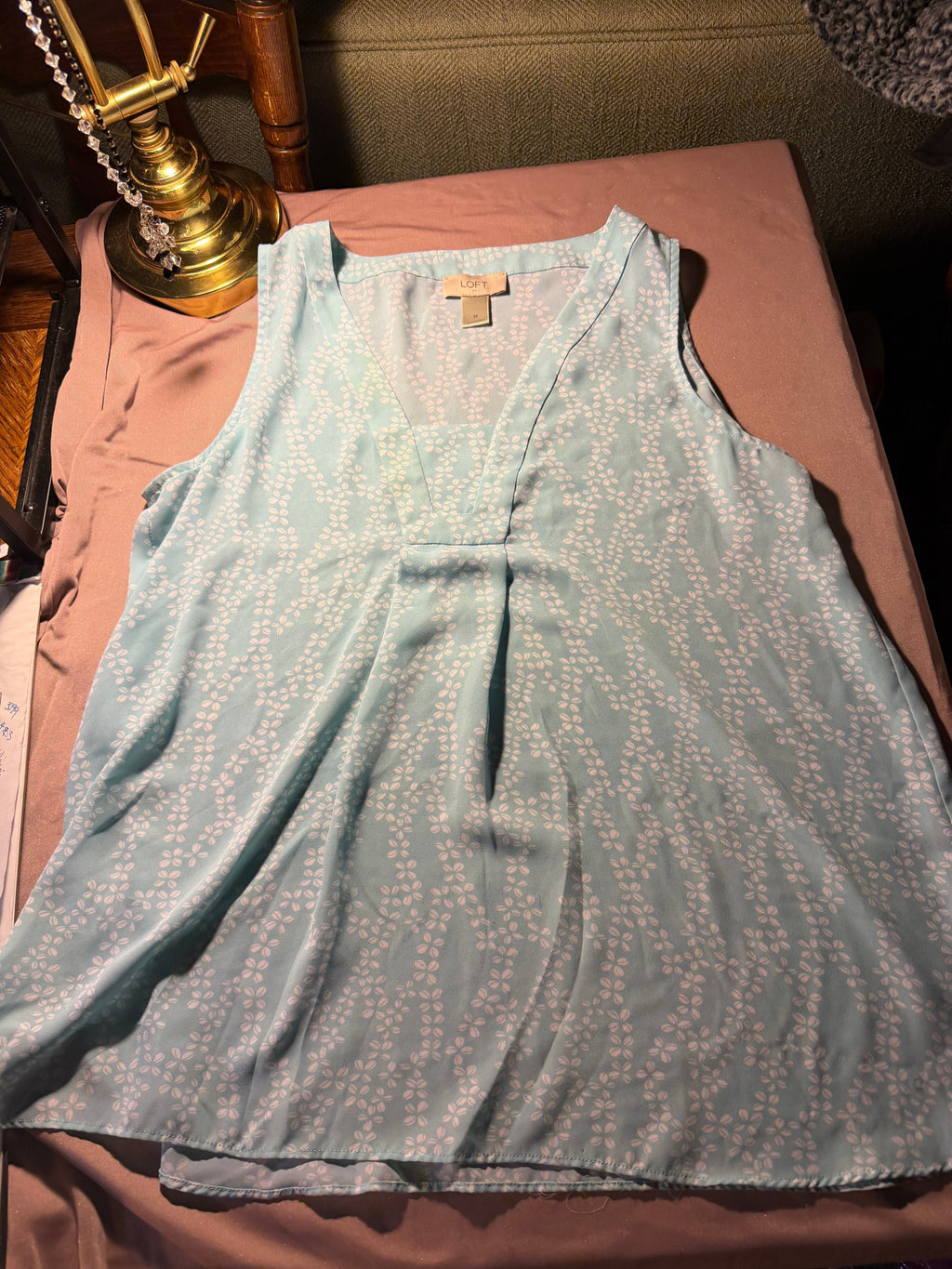 LOFT Light Blue Floral Sleeveless Top
