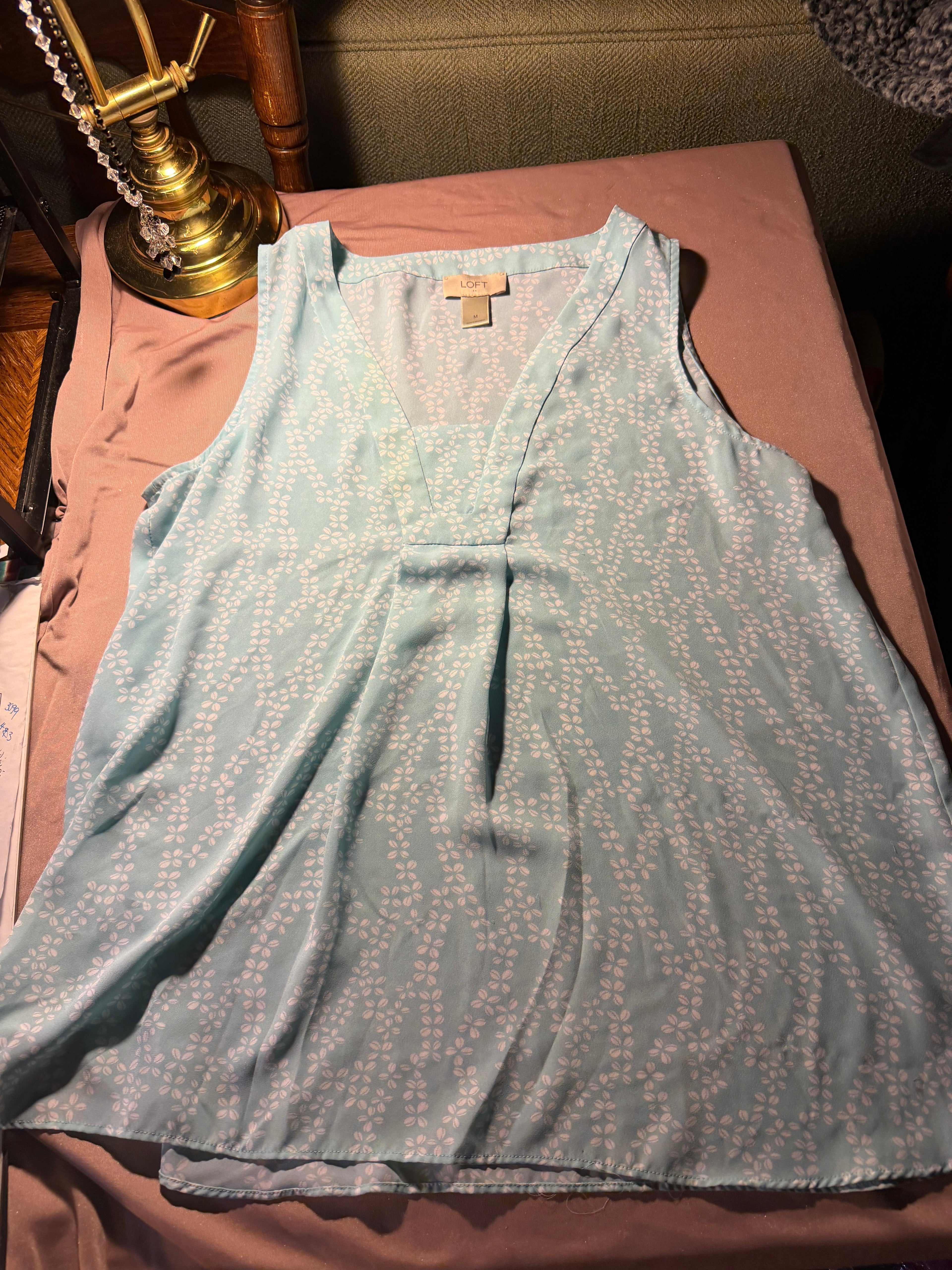 LOFT Light Blue Floral Sleeveless Top